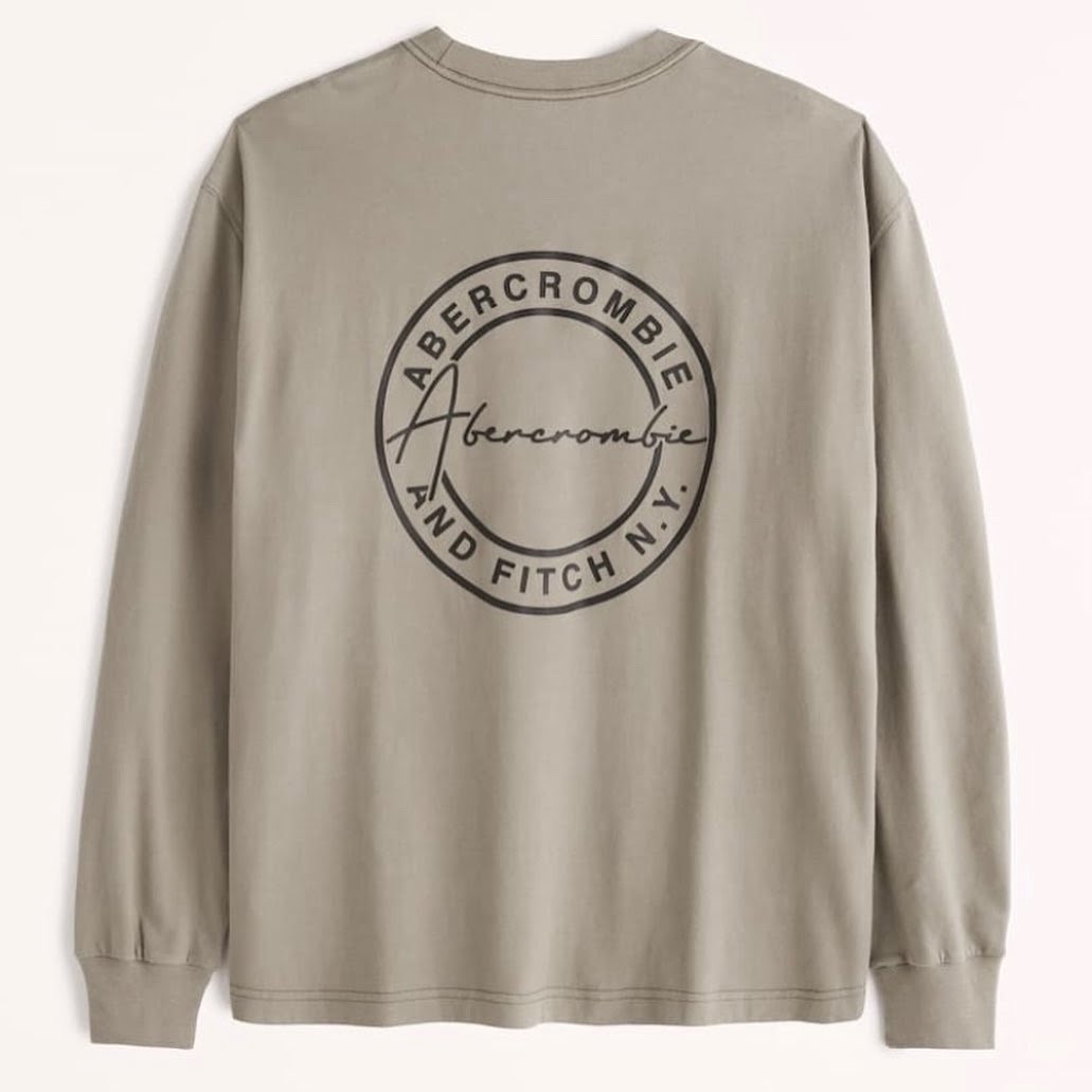 Manga Larga Abercrombie & Fitch - Beige Diseño Logo