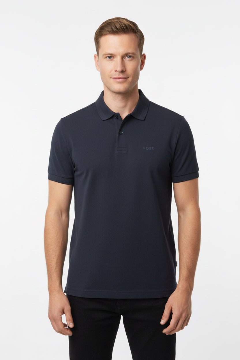 Polo con cuello Boss azul regular fit - tippie