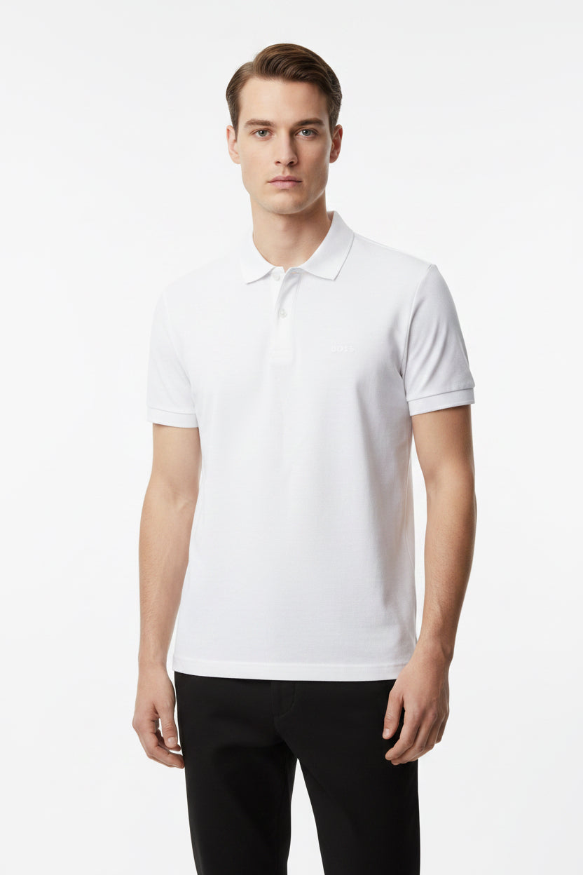 Polo con cuello Boss Blanco regular fit - Logo Estampado
