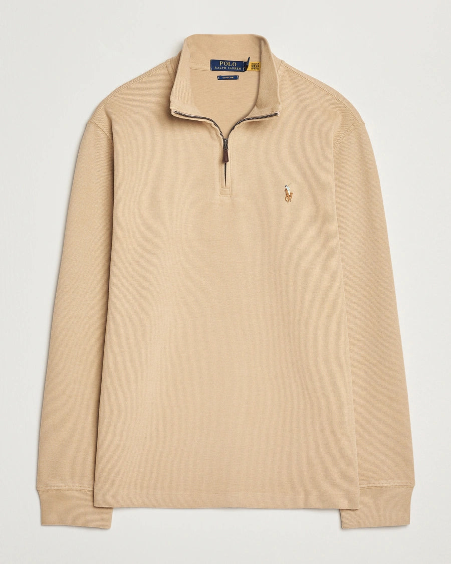 SweaterPolo Ralph Lauren Quarter Zip estate rib - Camel