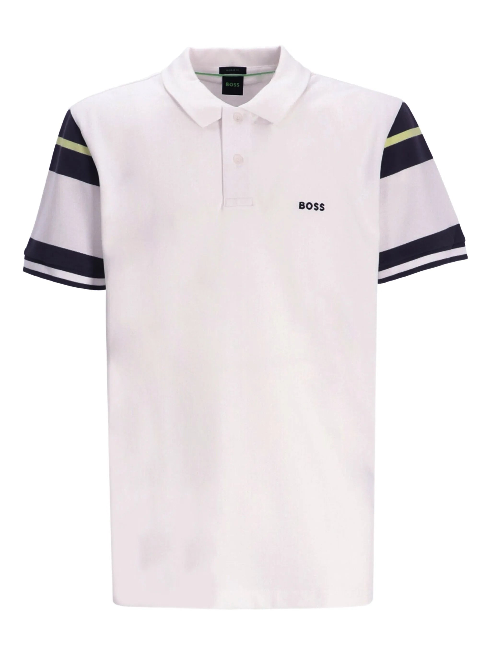 Polo con cuello Boss blanco regular fit - diseño a rayas