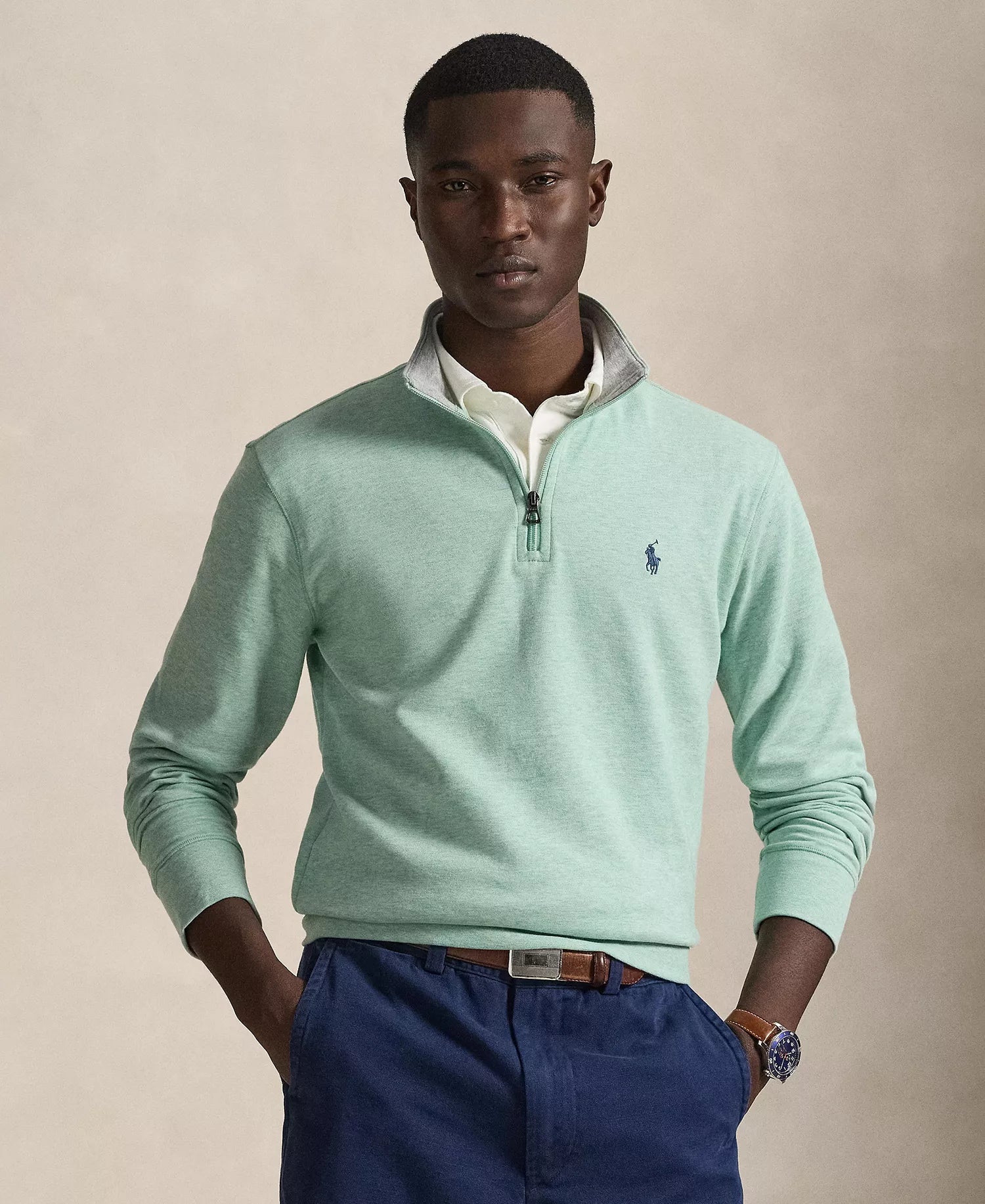 Sweater Polo Ralph Lauren quarter Zip - Verde Agua