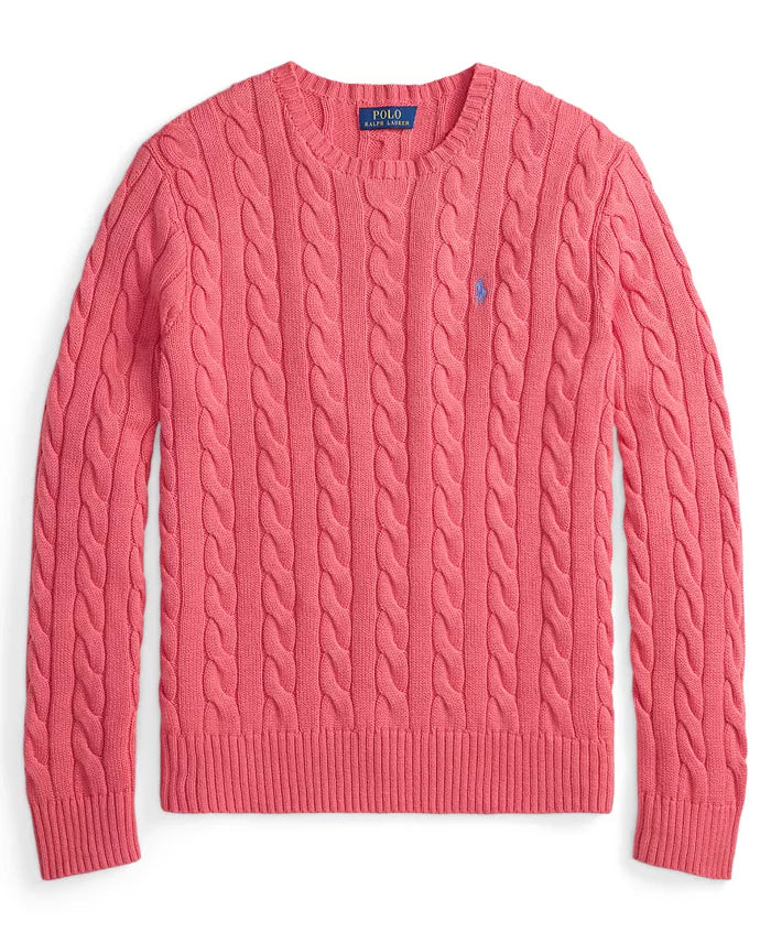 Sweater Polo Ralph Lauren Cable-Knit Cotton Trenzado - Coral