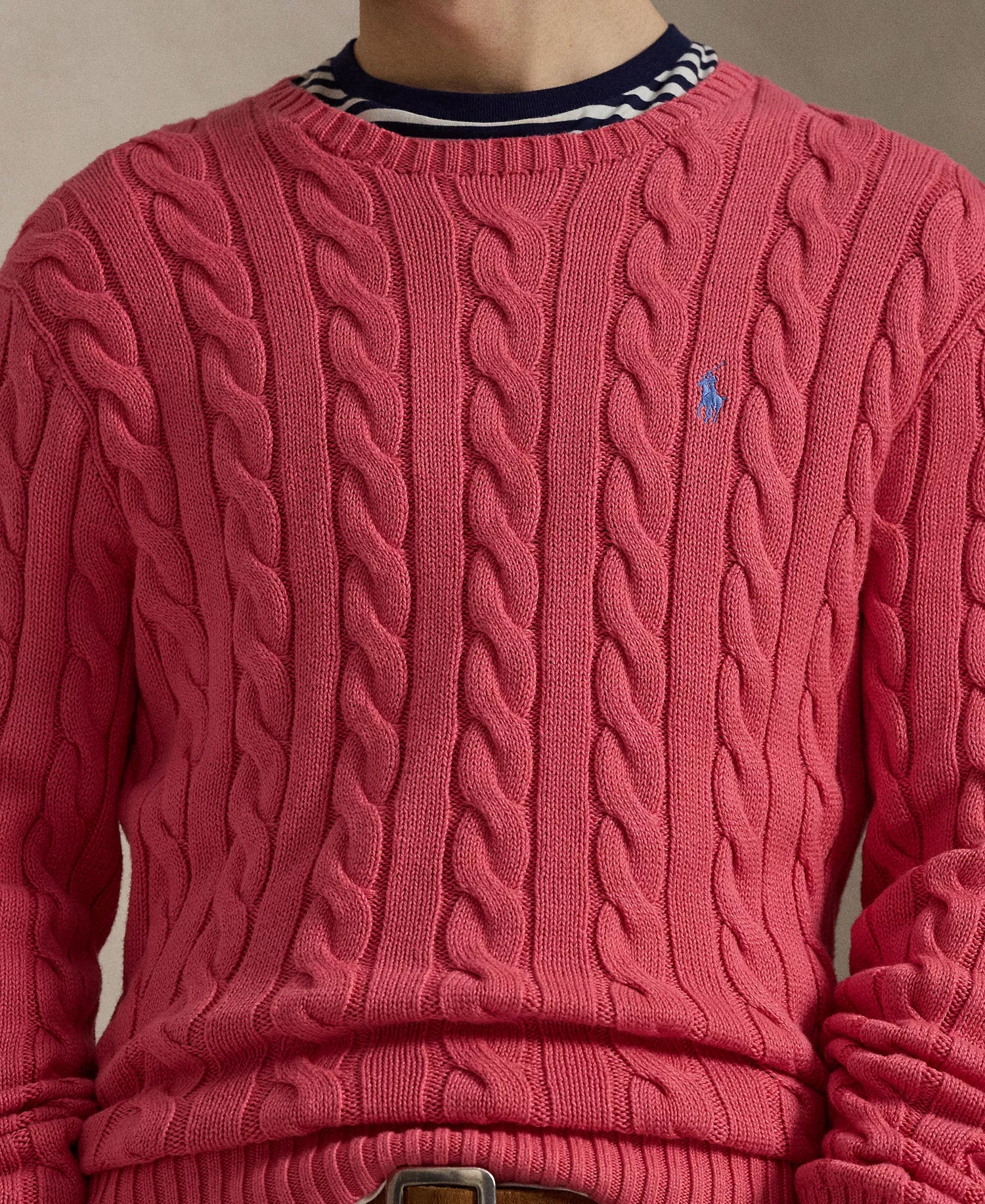 Sweater Polo Ralph Lauren Cable-Knit Cotton Trenzado - Coral