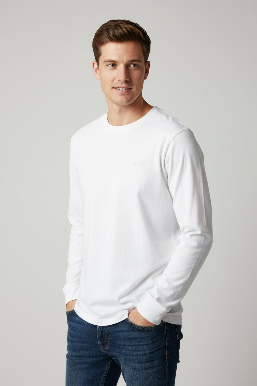 Manga larga Hollister algodón - blanco