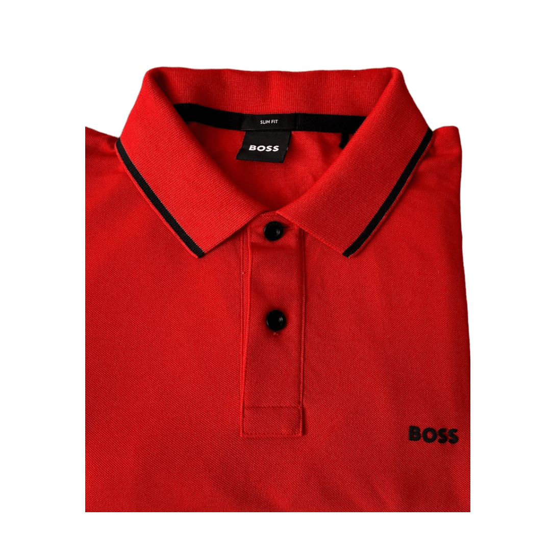 Camiseta con cuello Boss- Logo Bordado