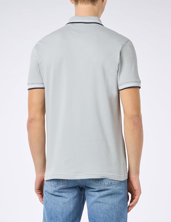 Boss polo con cuello Slim fit stretch - Gris claro