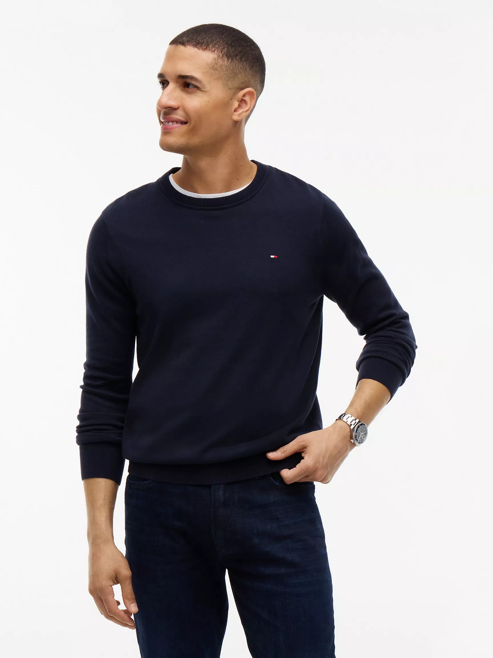 Sweater clásico cuello redondo Tommy Hilfiger - Azul