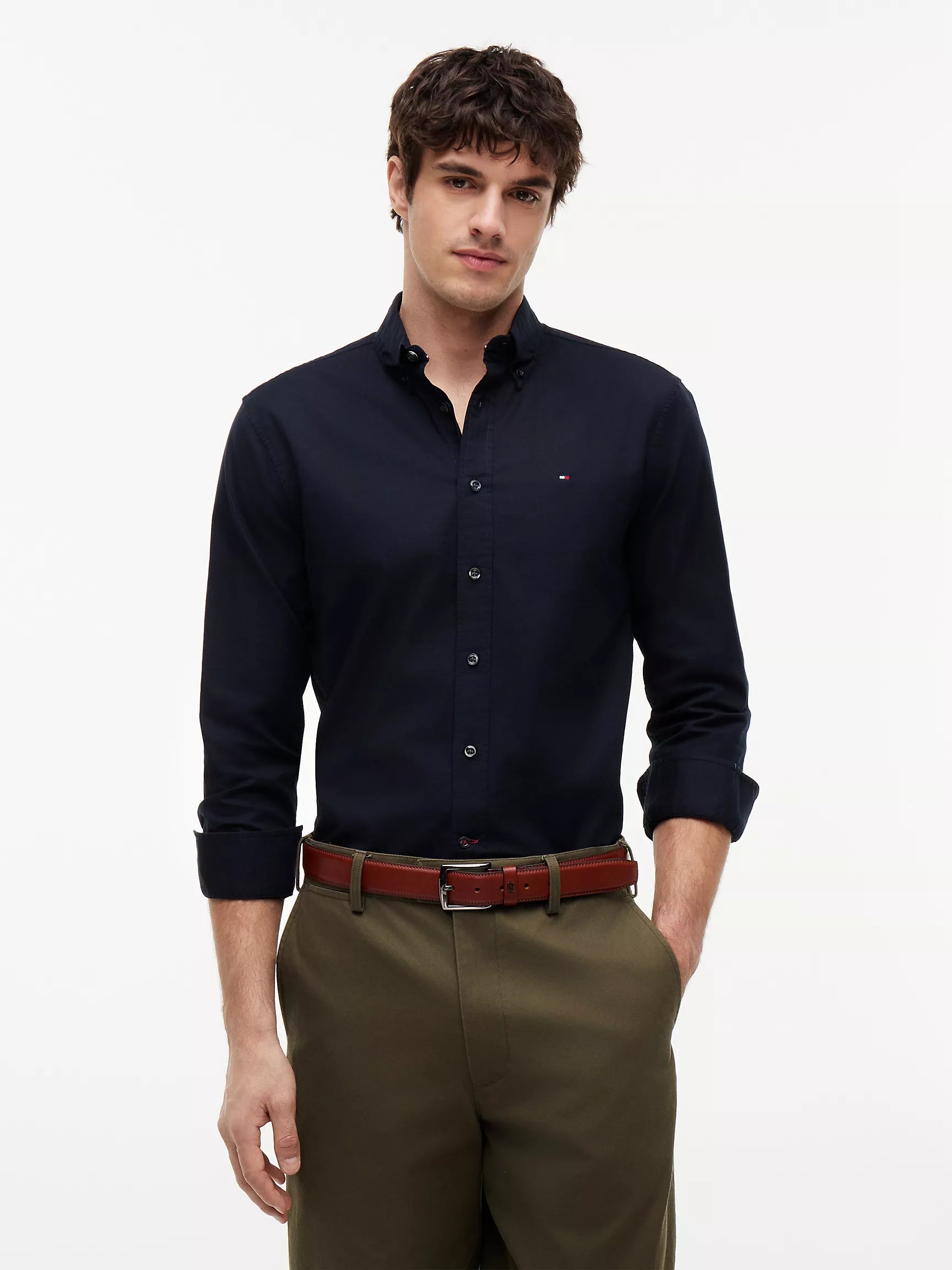 (A PEDIDO )Camisa Oxford manga larga Tommy Hilfiger Regular fit - Azul
