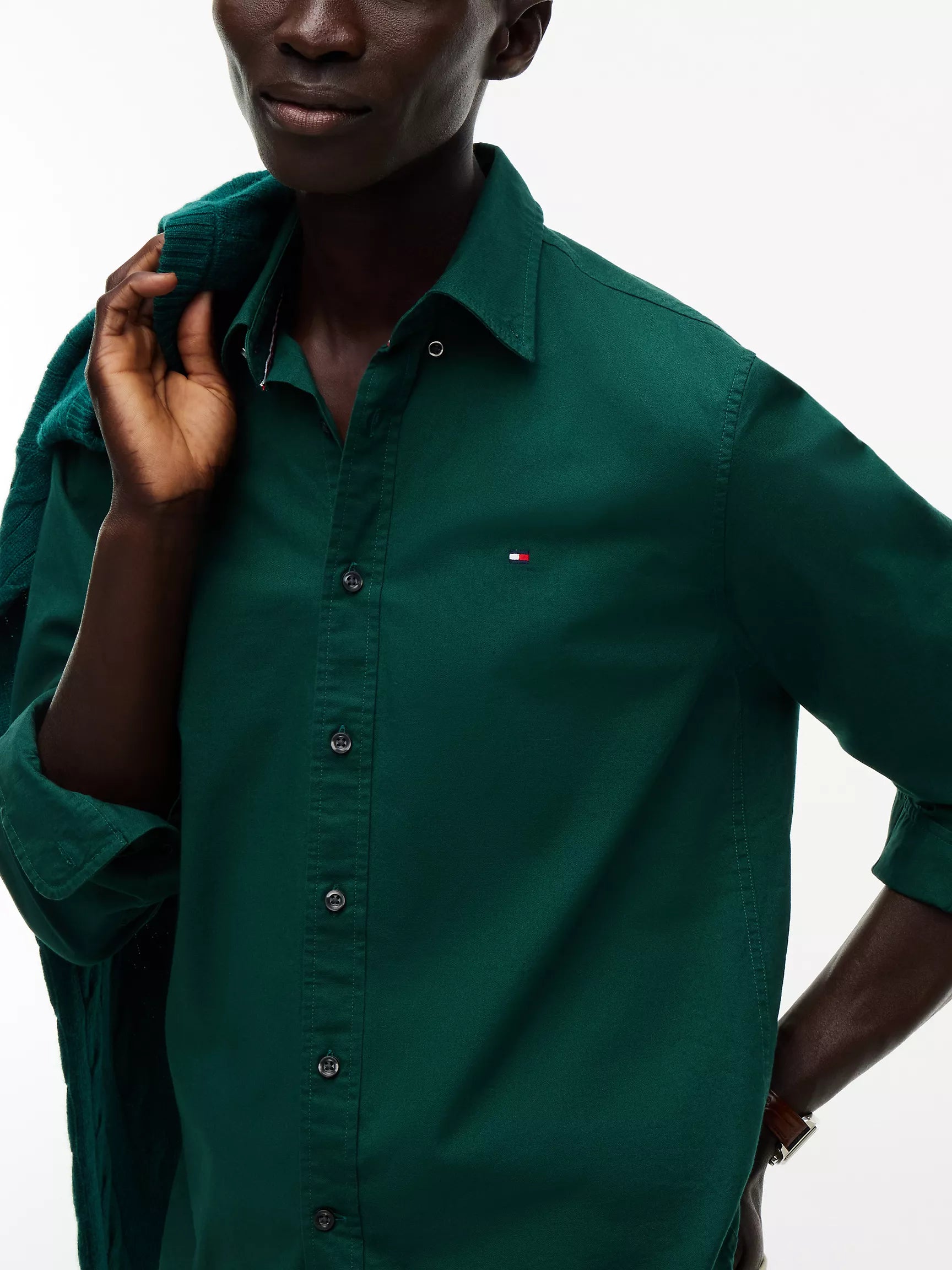 A PEDIDO Camisa Oxford manga larga Tommy Hilfiger Regular fit - Verde oscuro