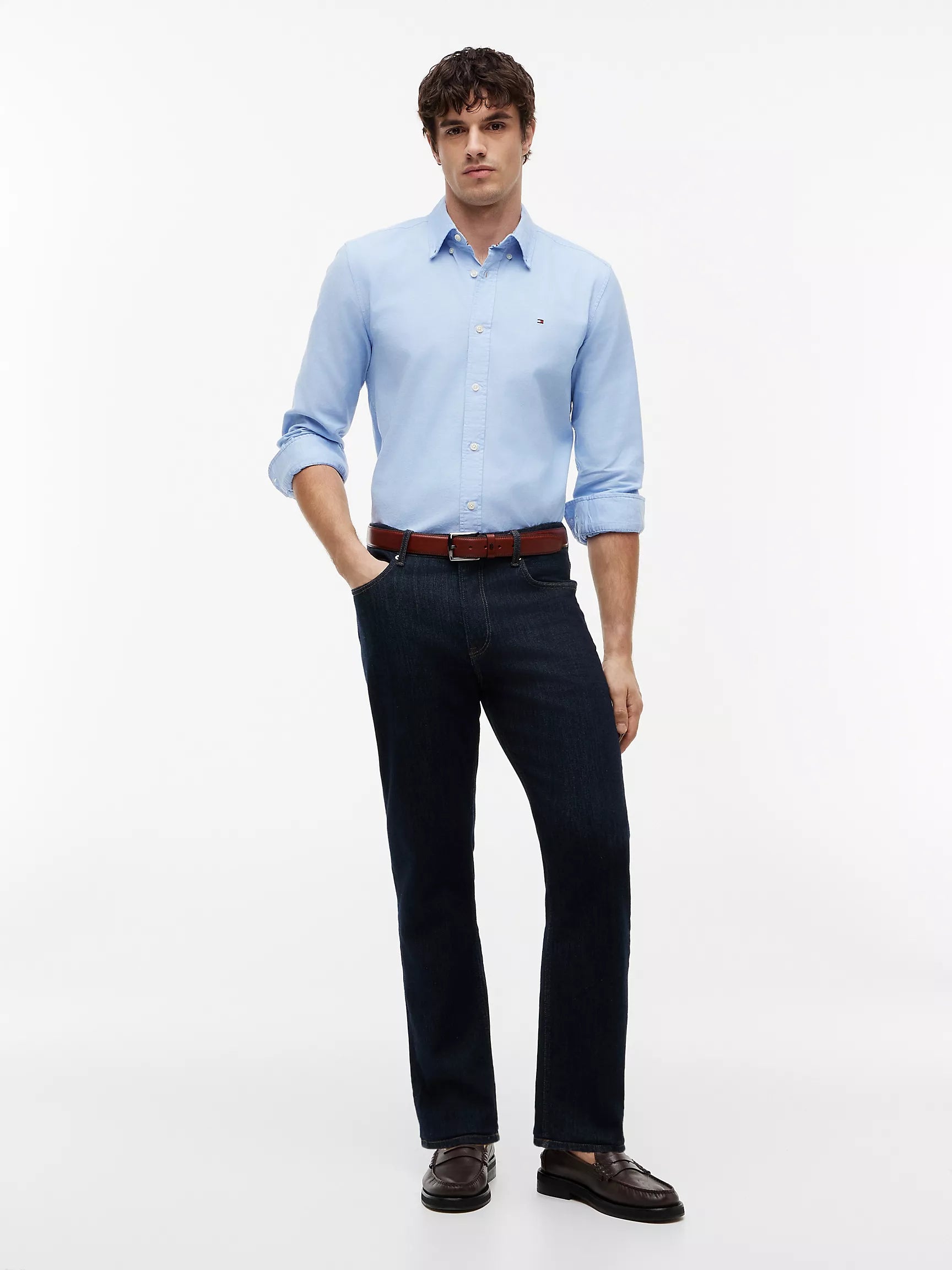 (A PEDIDO )Camisa Oxford manga larga Tommy Hilfiger Regular fit - Celeste