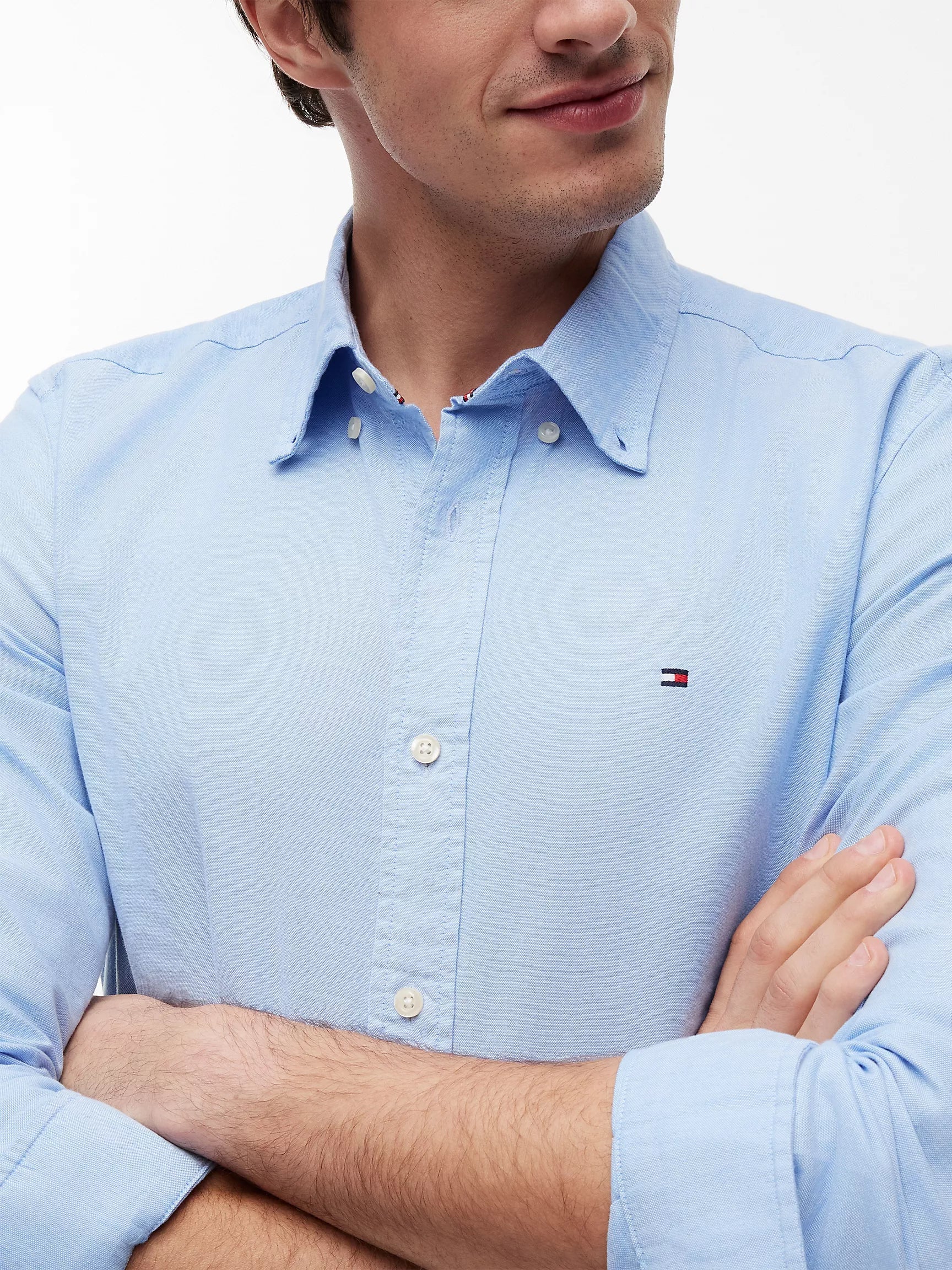 (A PEDIDO )Camisa Oxford manga larga Tommy Hilfiger Regular fit - Celeste