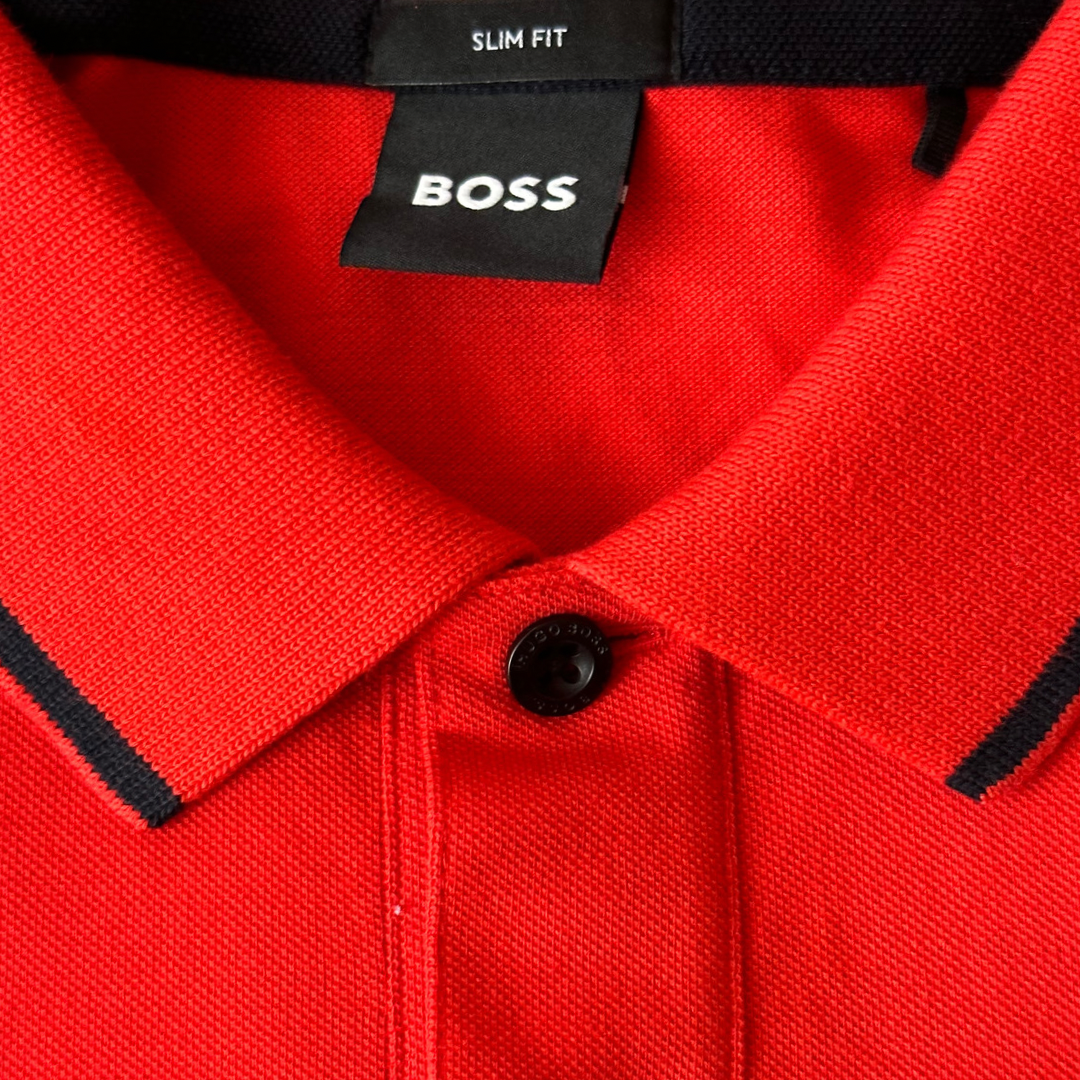 Camiseta con cuello Boss- Logo Bordado
