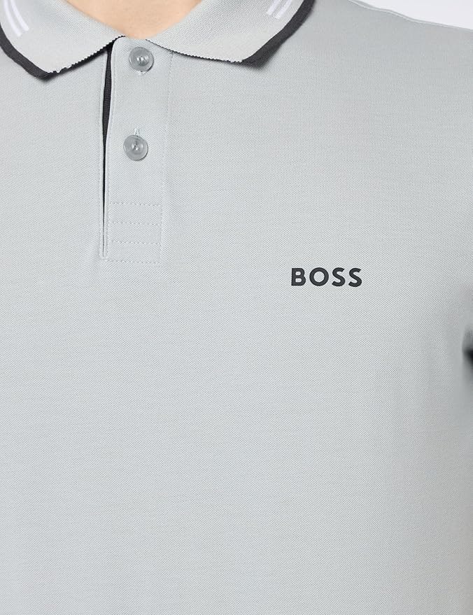 Boss polo con cuello Slim fit stretch - Gris claro
