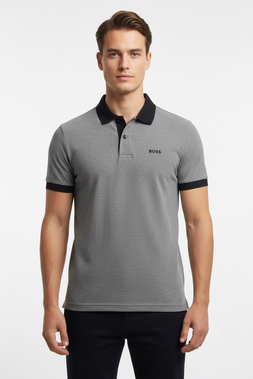Polo con cuello Boss Gris oscuro regular fit - tippe