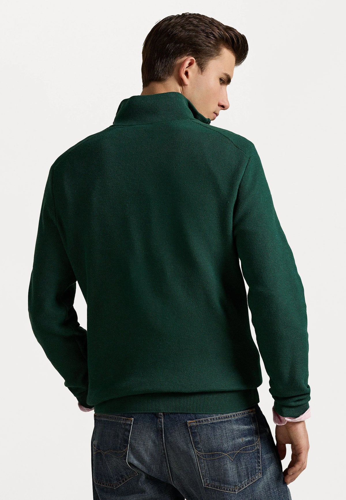 Sweater Polo ralph lauren quarter Zip pima Cotton - Verde Oscuro