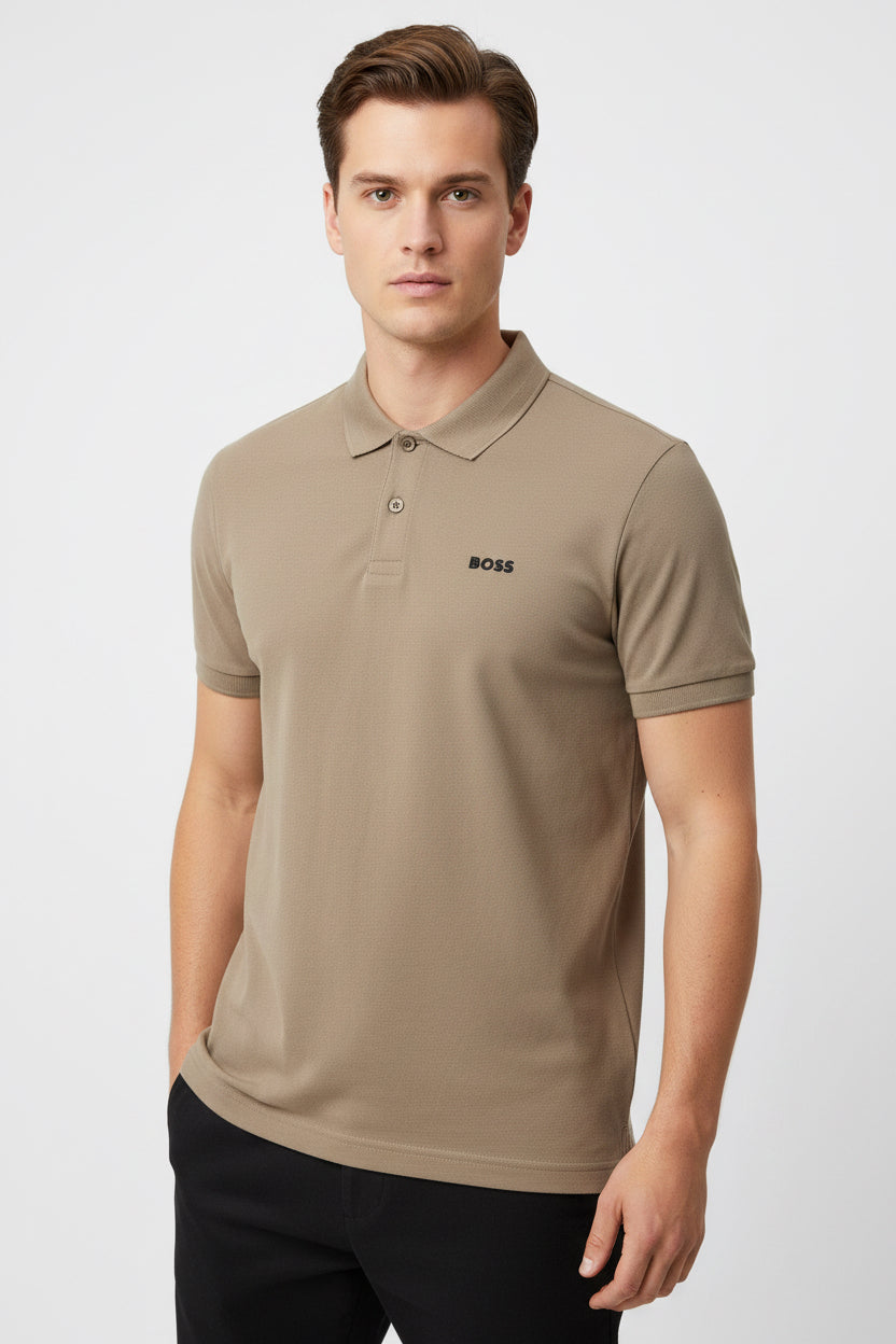 Polo con cuello Boss Beige regular fit - tippie