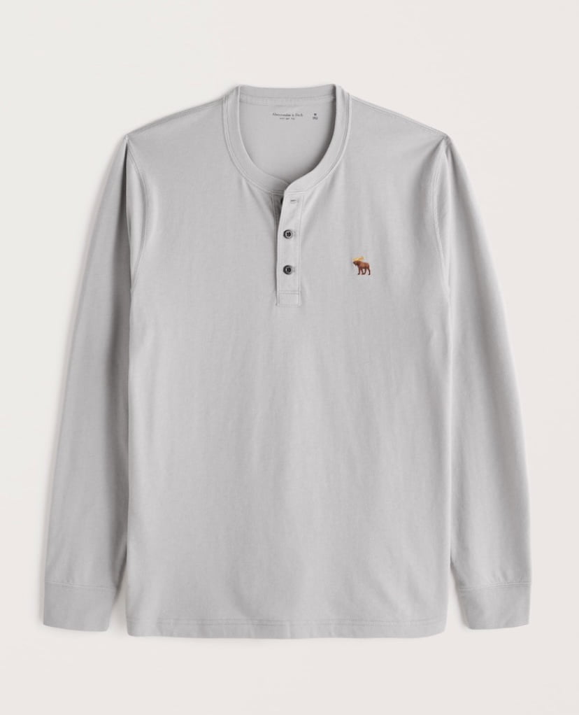 MANGA LARGA CLÁSICO – ABERCROMBIE & FITCH cuello Henley- Grey