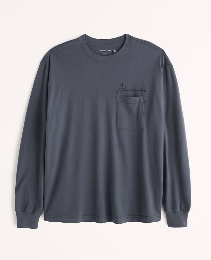 Manga Larga Abercrombie & Fitch - Blue Diseño Logo