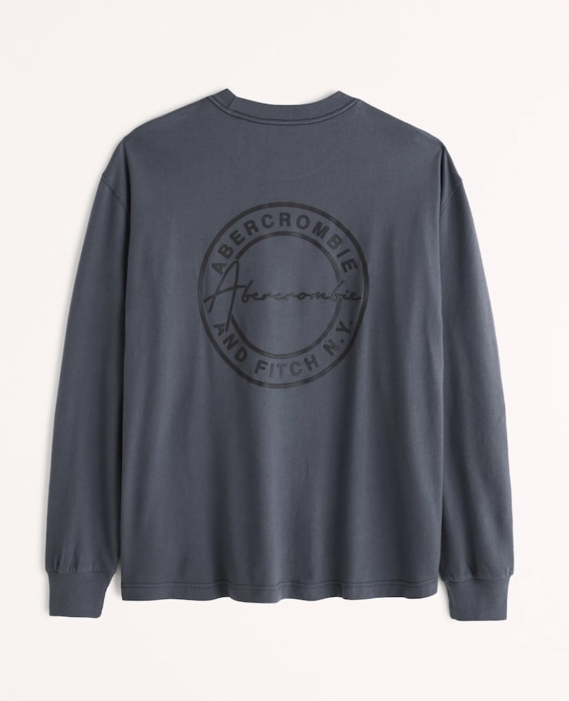 Manga Larga Abercrombie & Fitch - Blue Diseño Logo