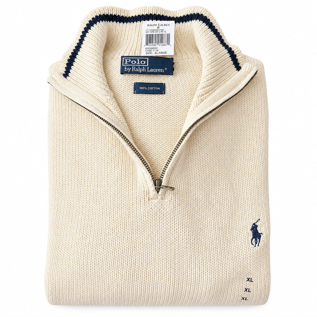 Sweater 1/4 zip Polo Ralph Lauren tejido - Crema