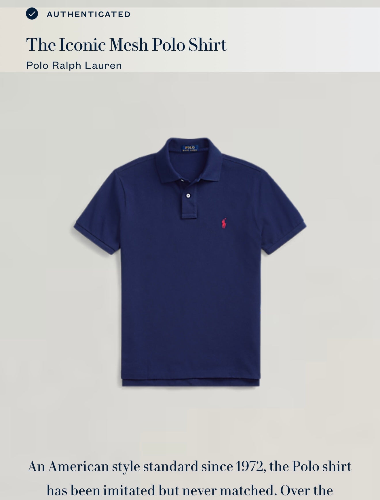 Camisero Polo ralph lauren custom slim fit- Azul marino