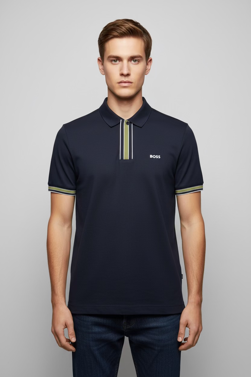 Polo con cuello Boss Azul regular fit