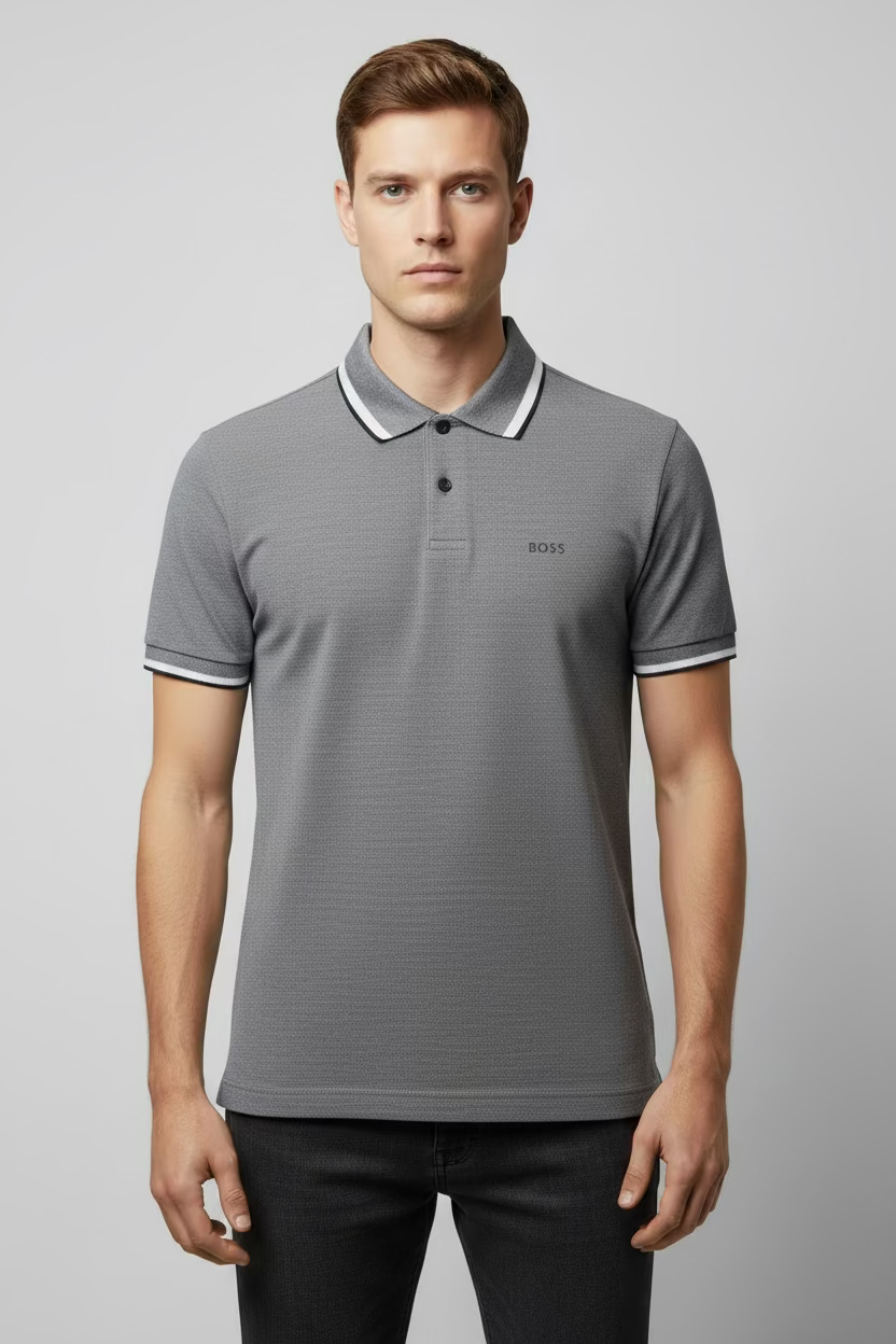 Polo con cuello Boss Gris regular fit - tippie