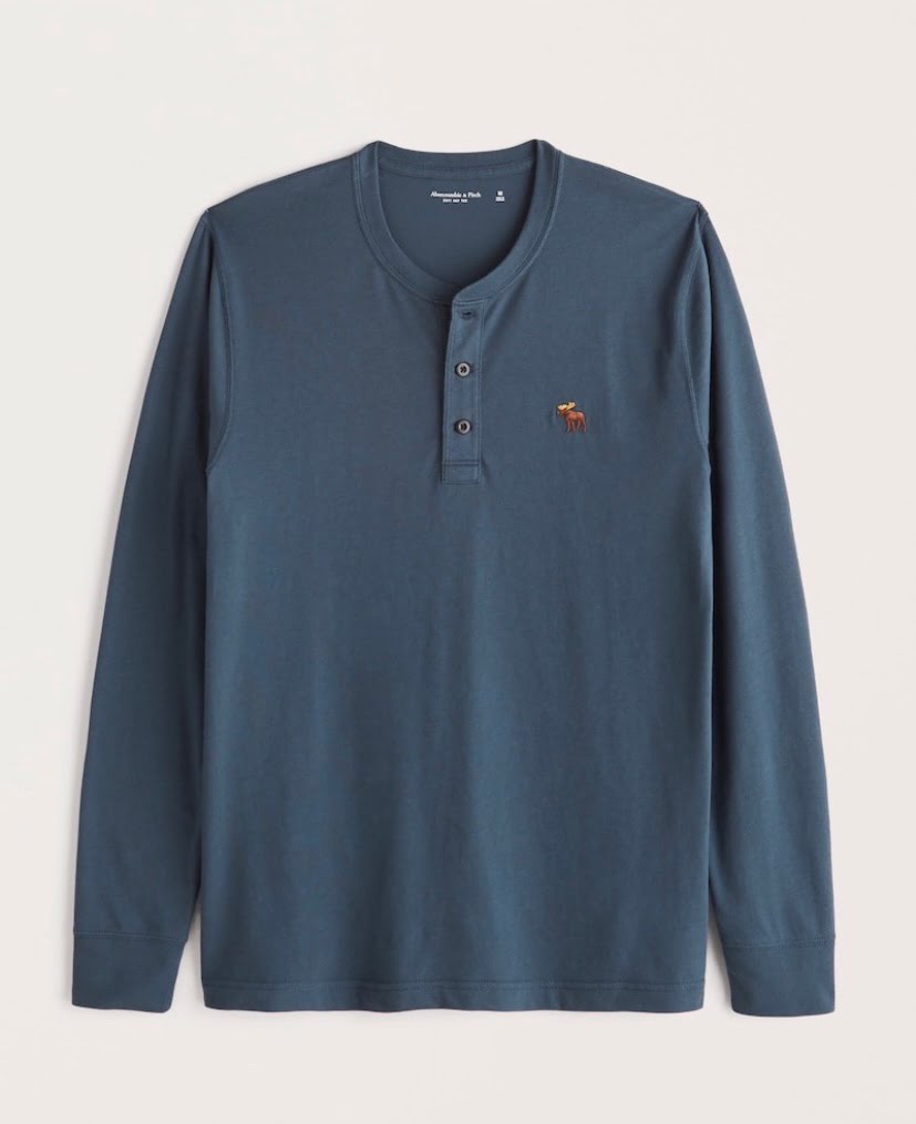 MANGA LARGA CLÁSICO – ABERCROMBIE & FITCH Corte Henley light blue