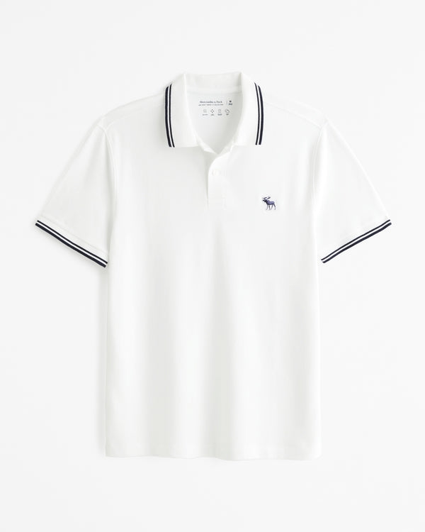 Polo Abercrombie Tipped Blanco Hombre | Cuello Ribeteado