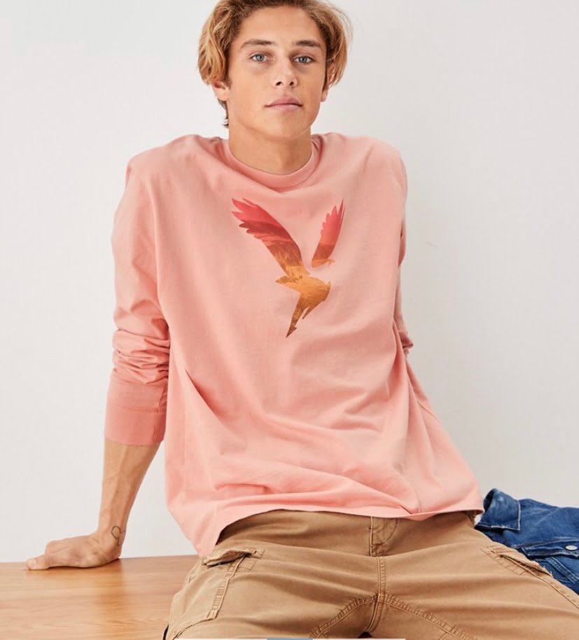 Manga Larga American Eagle - coral