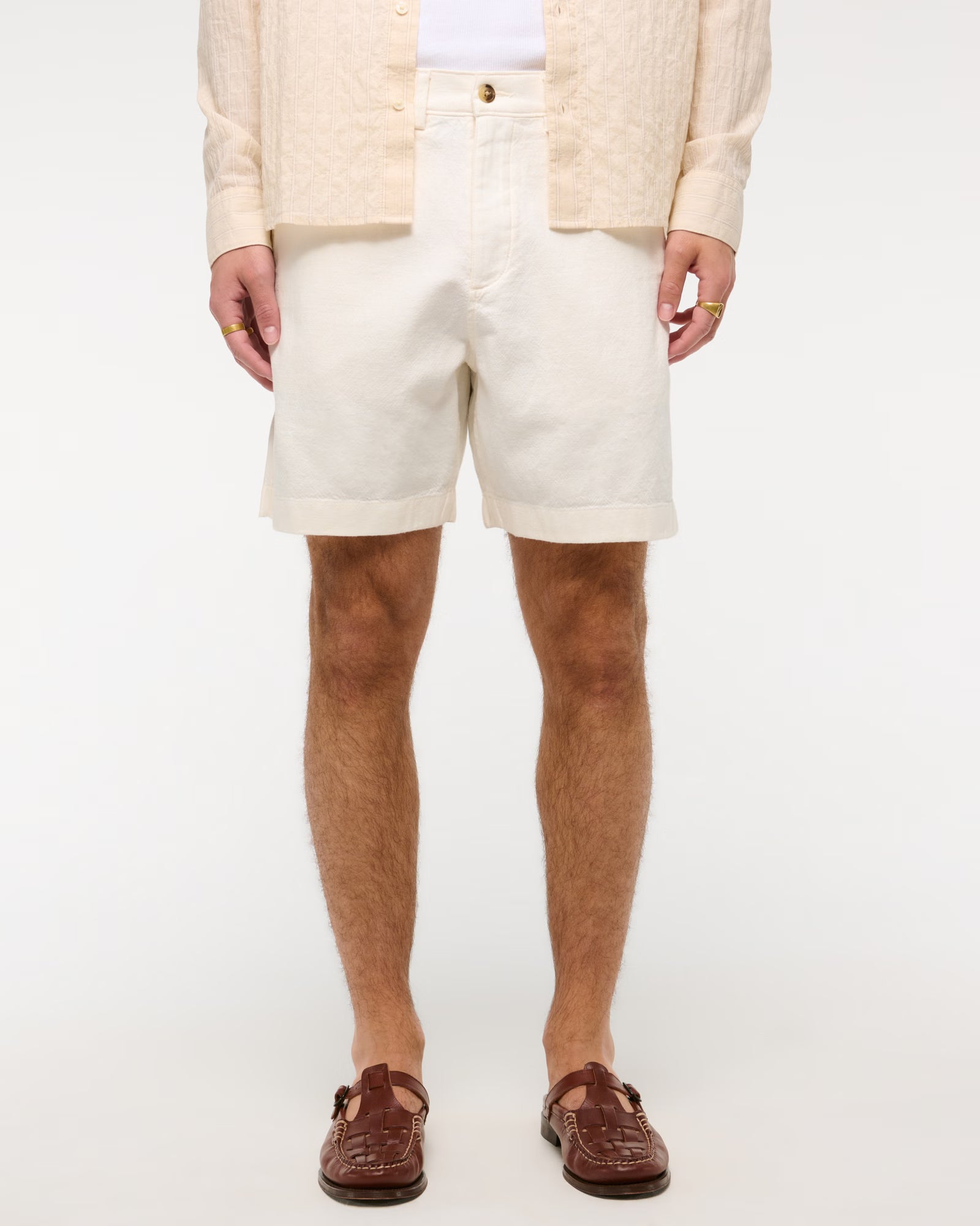 Short de Lino Abercrombie and fitch - Crema