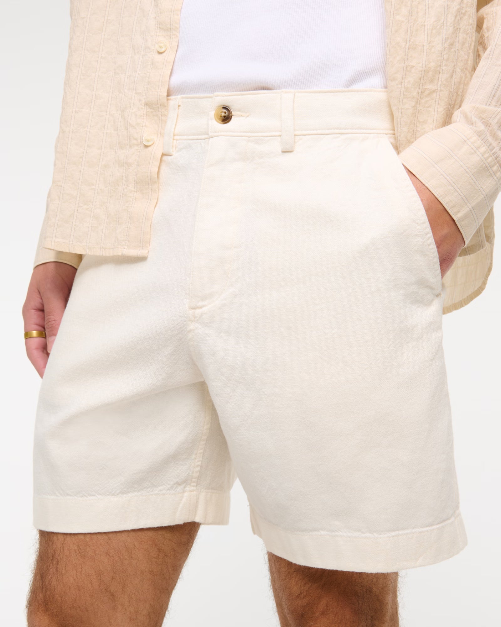 Short de Lino Abercrombie and fitch - Crema