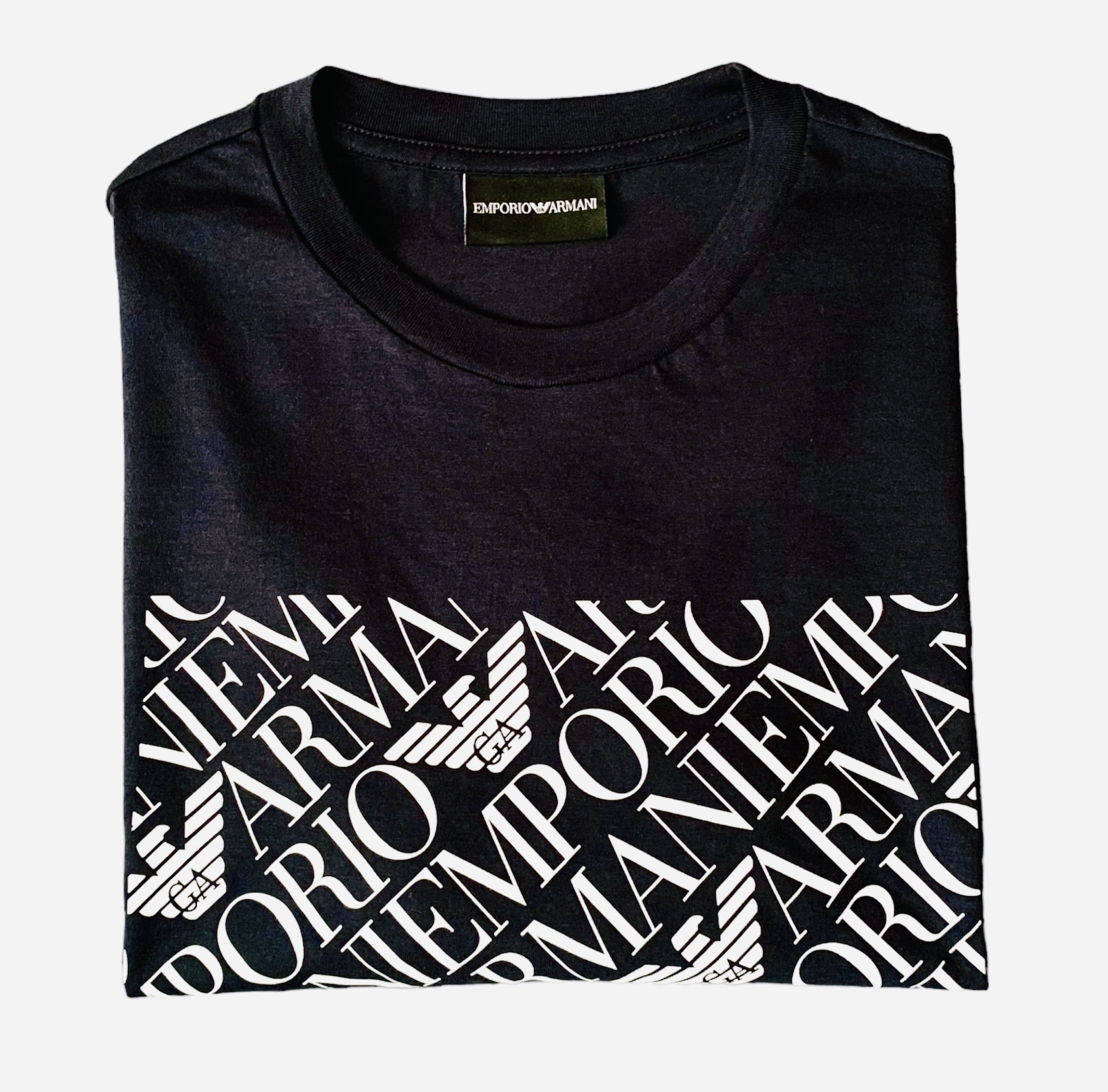 Emporio Armani - Camiseta de punto de algodón pima con estampado de logotipo