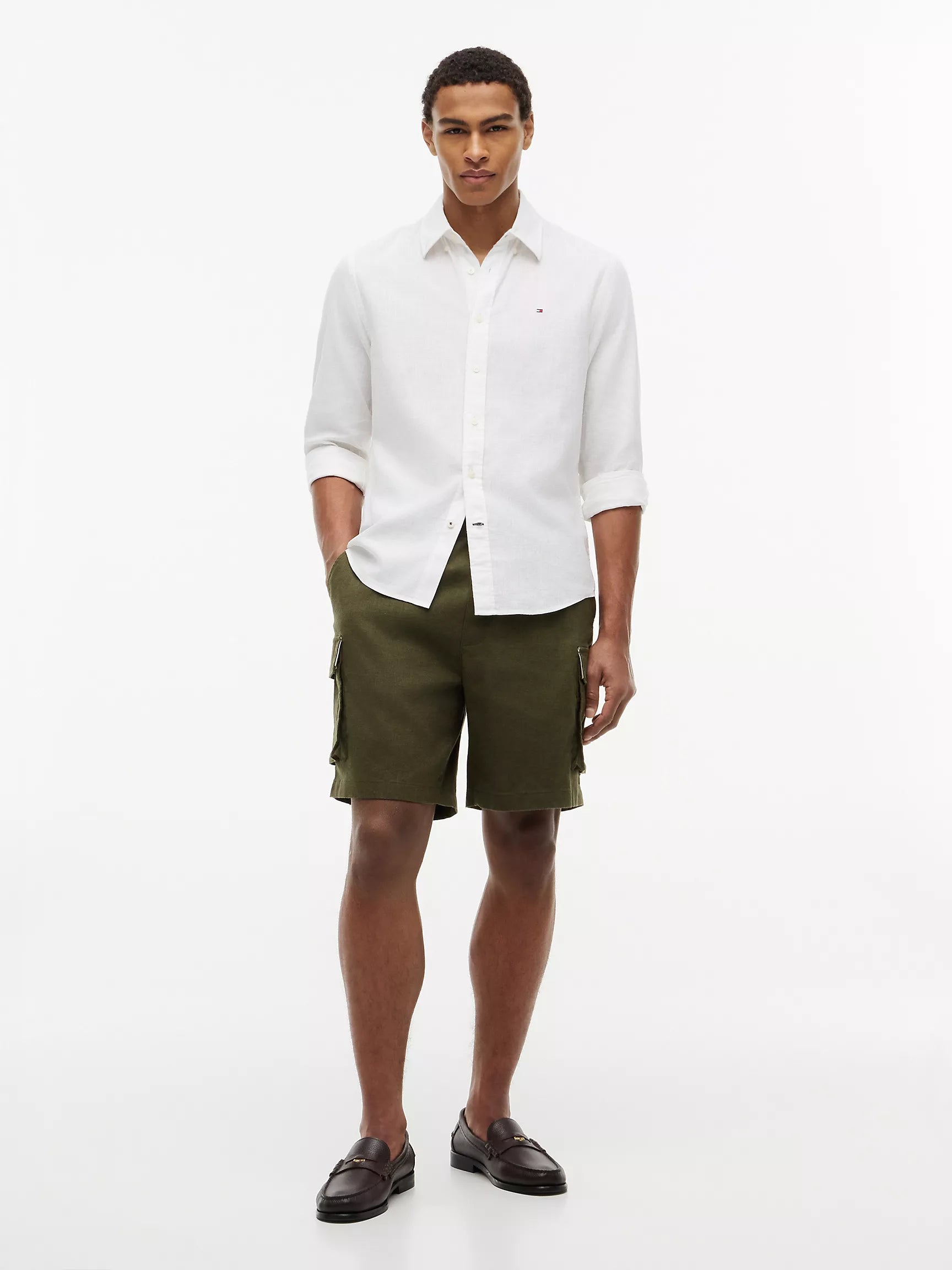 (A PEDIDO) Camisa de lino manga larga Tommy Hilfiger Regular Fit - Blanco