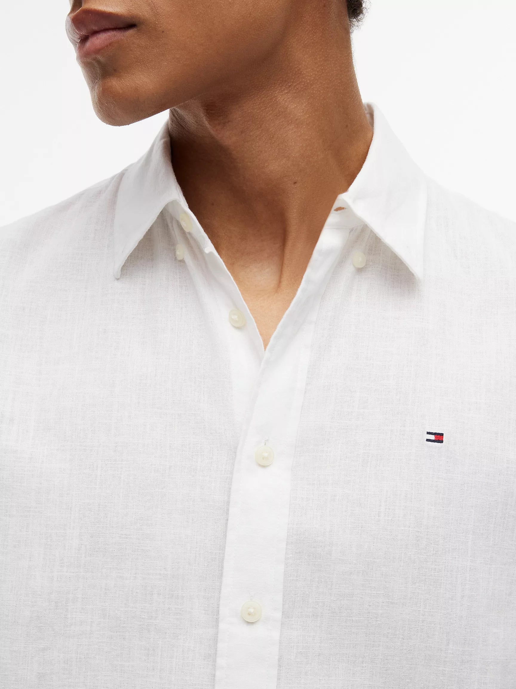(A PEDIDO) Camisa de lino manga larga Tommy Hilfiger Regular Fit - Blanco