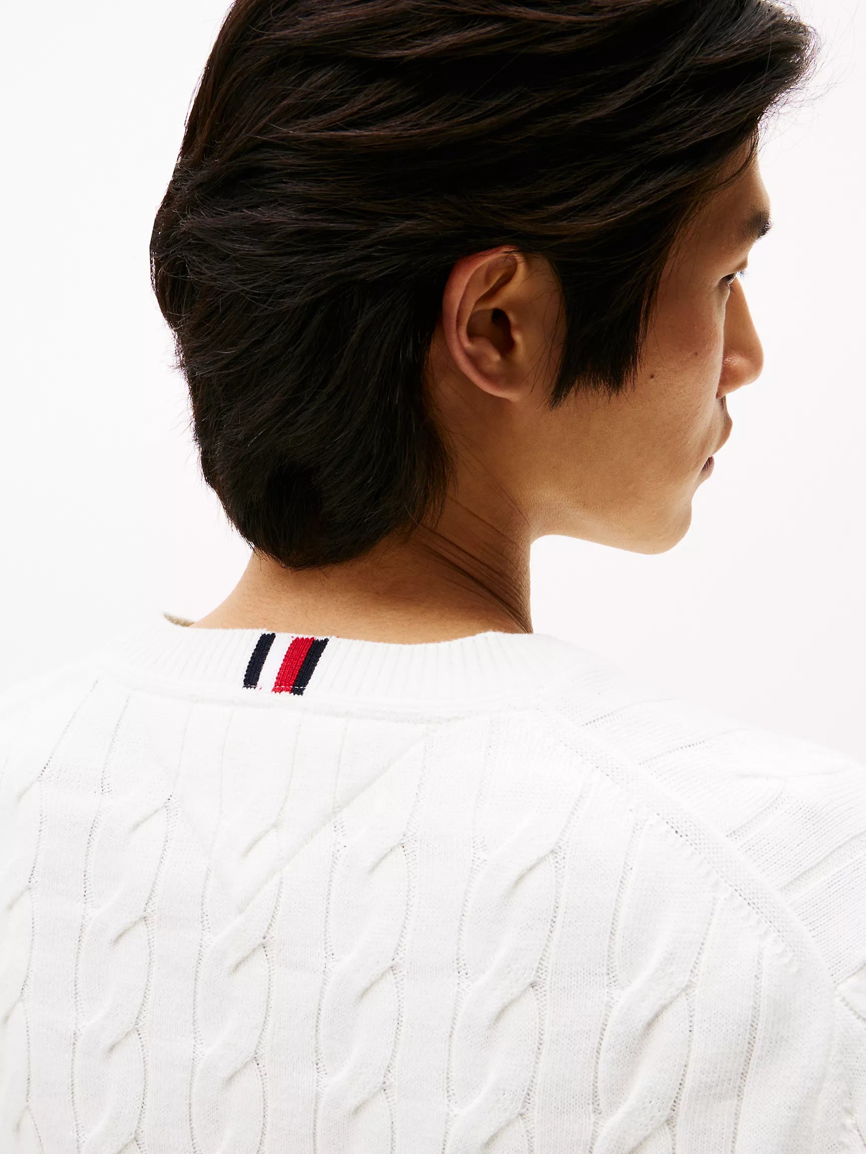 Sweater Trenzado cuello redondo Tommy Hilfiger - Blanco