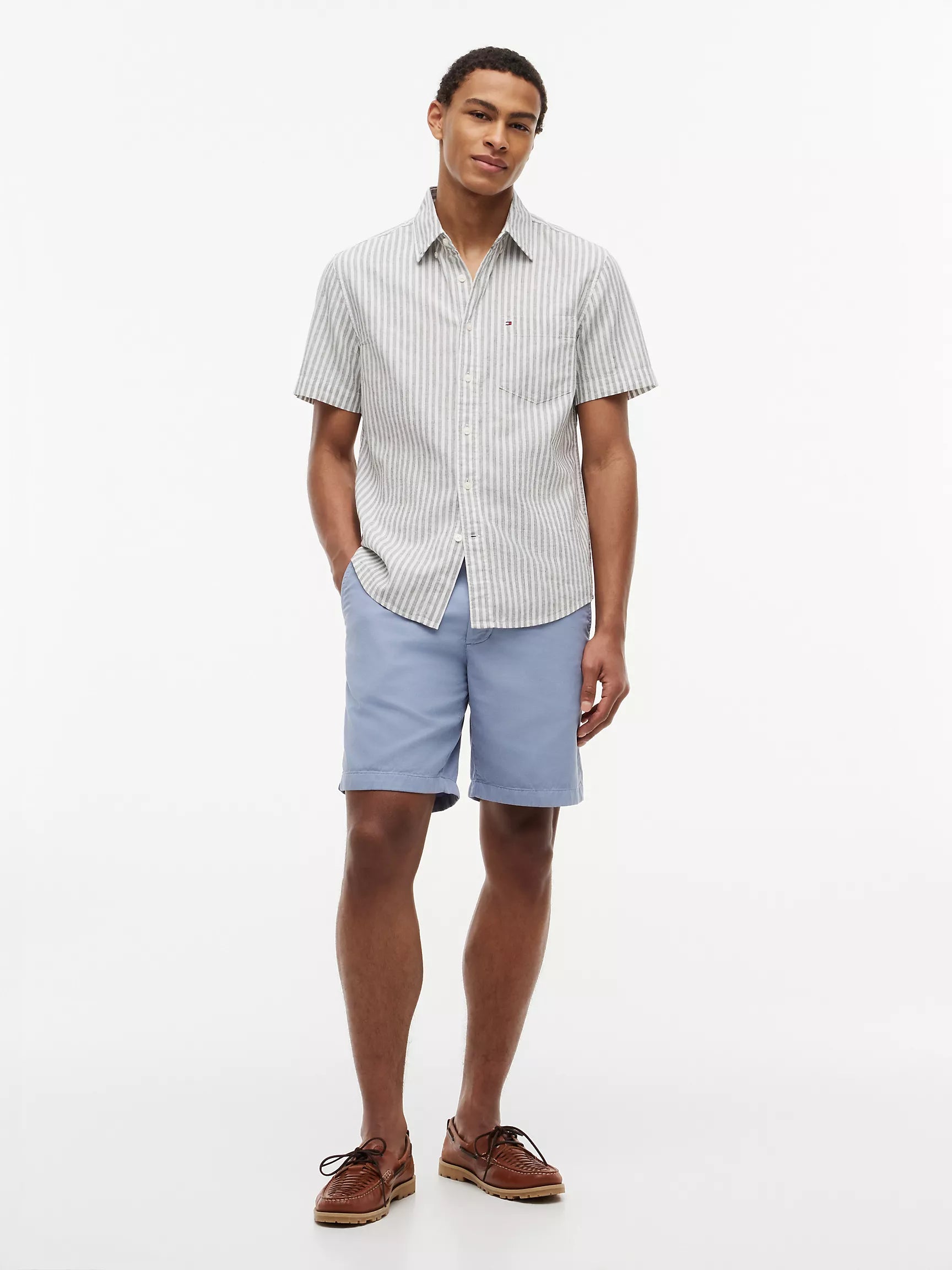 (A PEDIDO) Camisa Lino manga corta Tommy Hilfiger Regular fit - A rayas