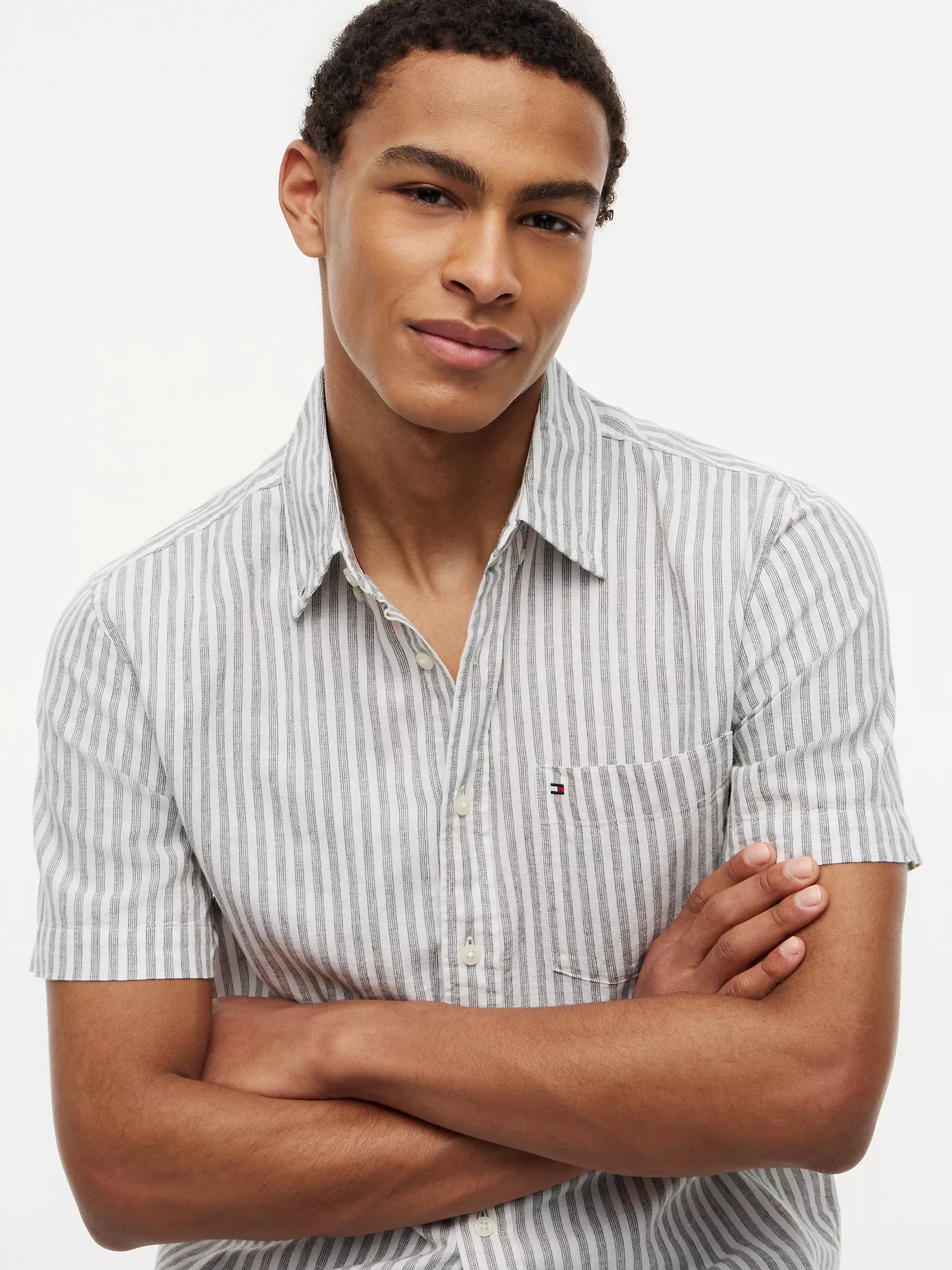 (A PEDIDO) Camisa Lino manga corta Tommy Hilfiger Regular fit - A rayas