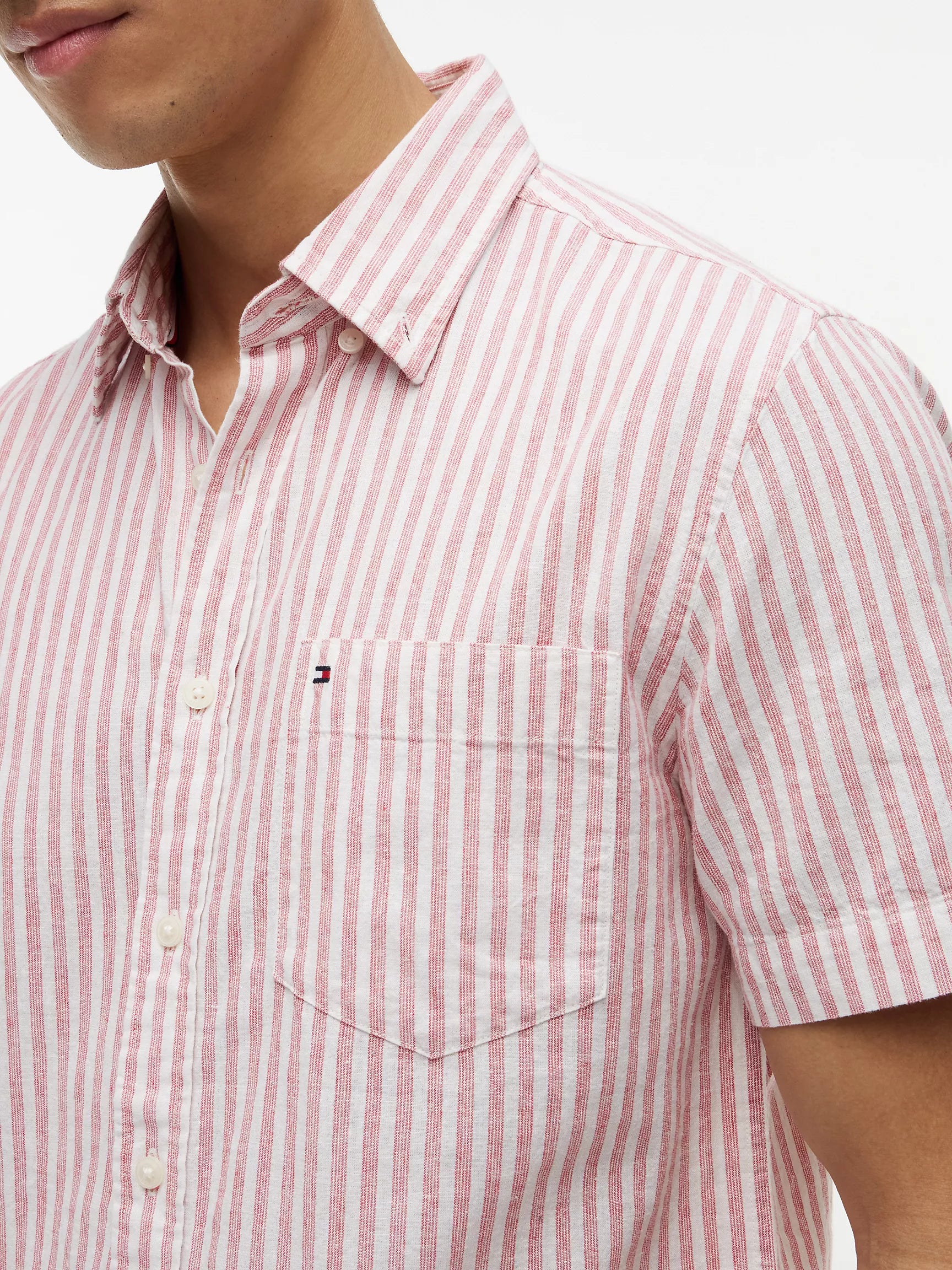 (A PEDIDO) Camisa Lino manga corta Tommy Hilfiger Regular fit - A rayas