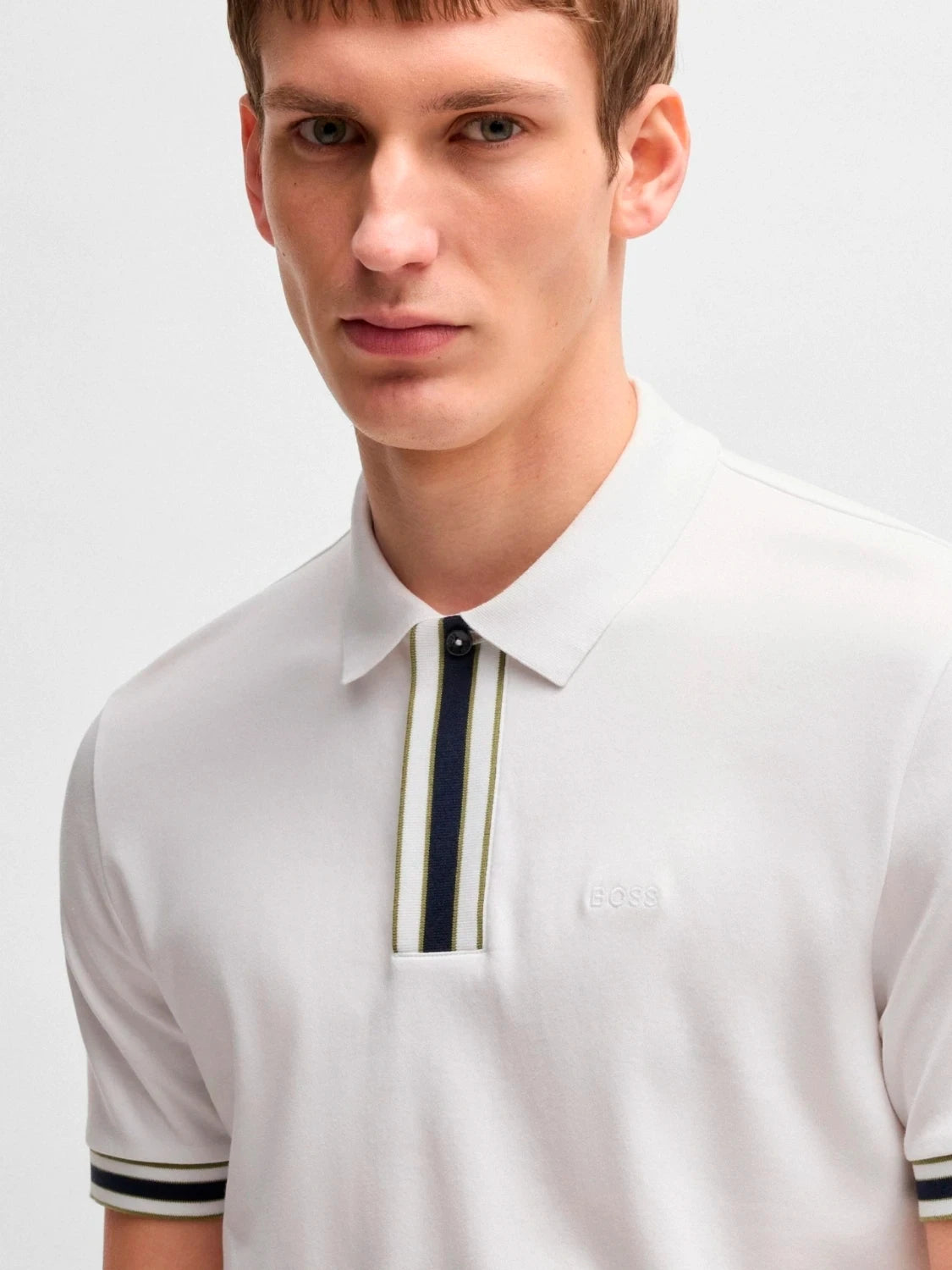 Polo con cuello Boss Blanco regular fit