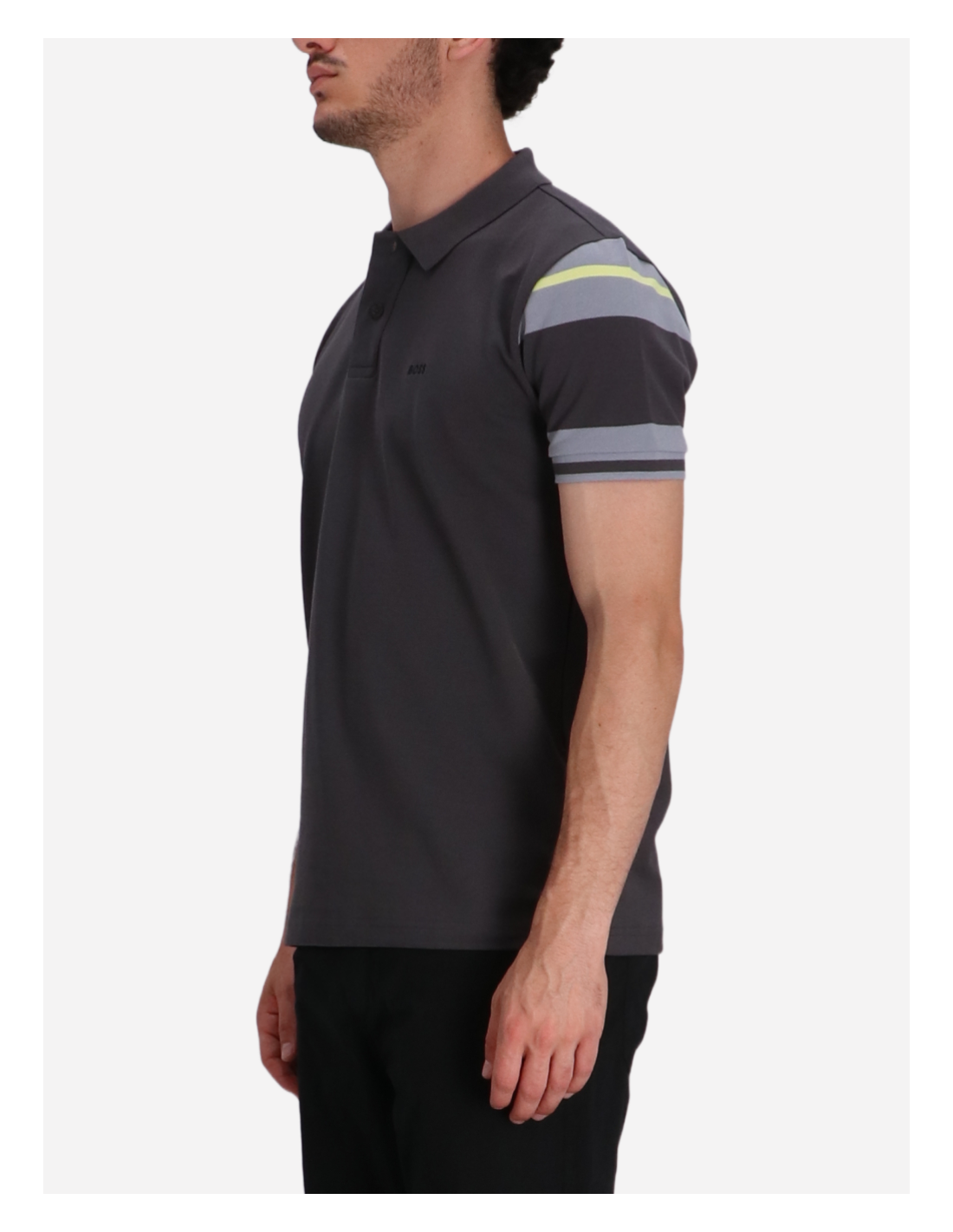 Polo con cuello Boss Gris regular fit - diseño a rayas