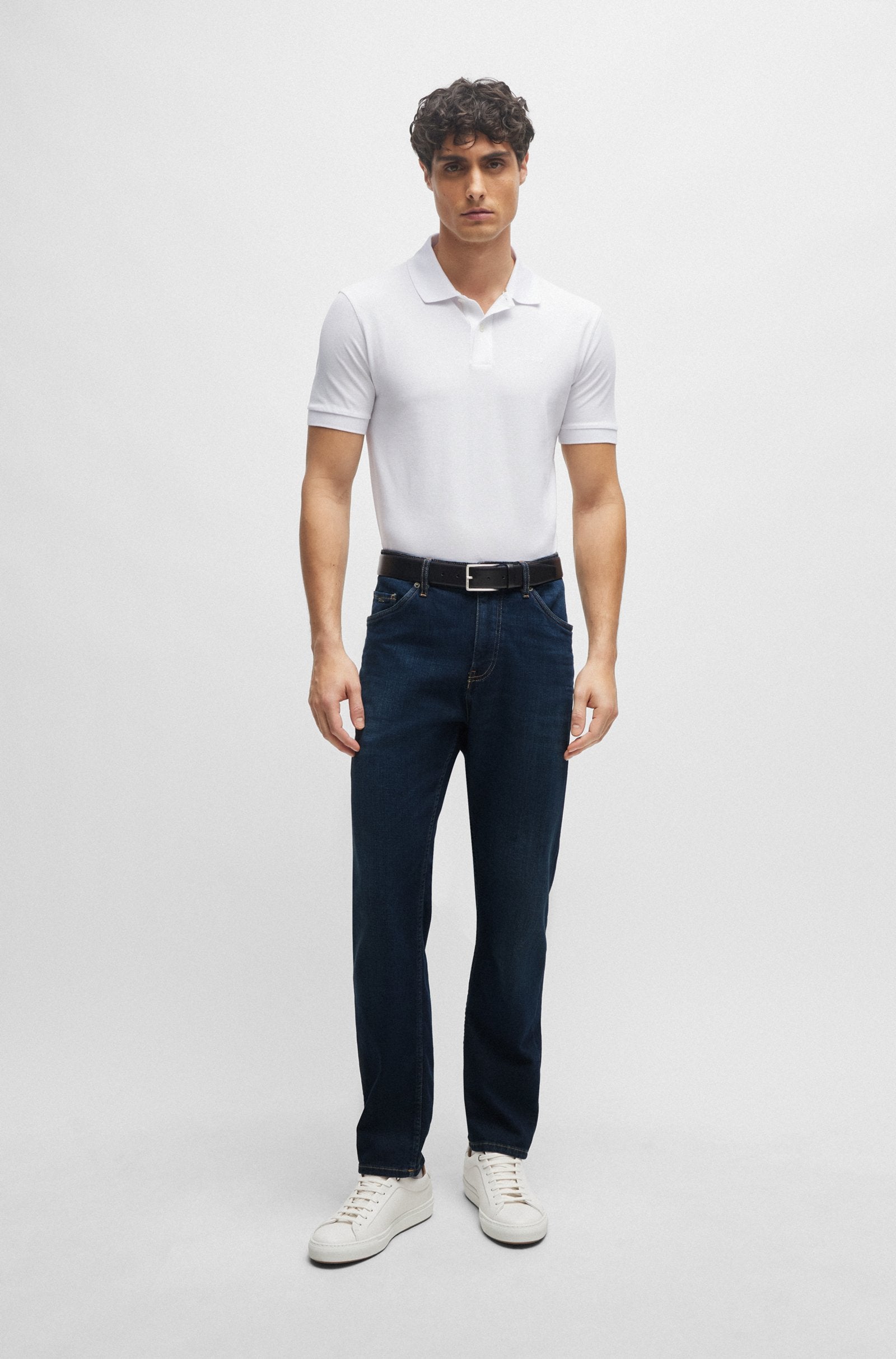 Camiseta con cuello Boss- Logo Bordado