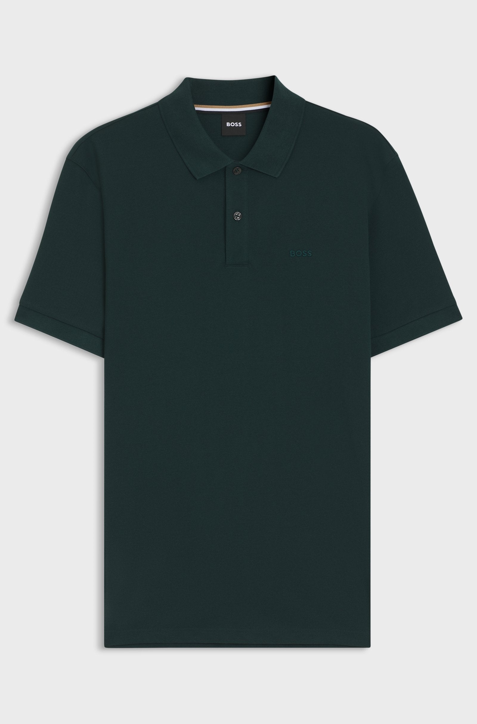 Polo con cuello Boss verde oscuro- regular fit