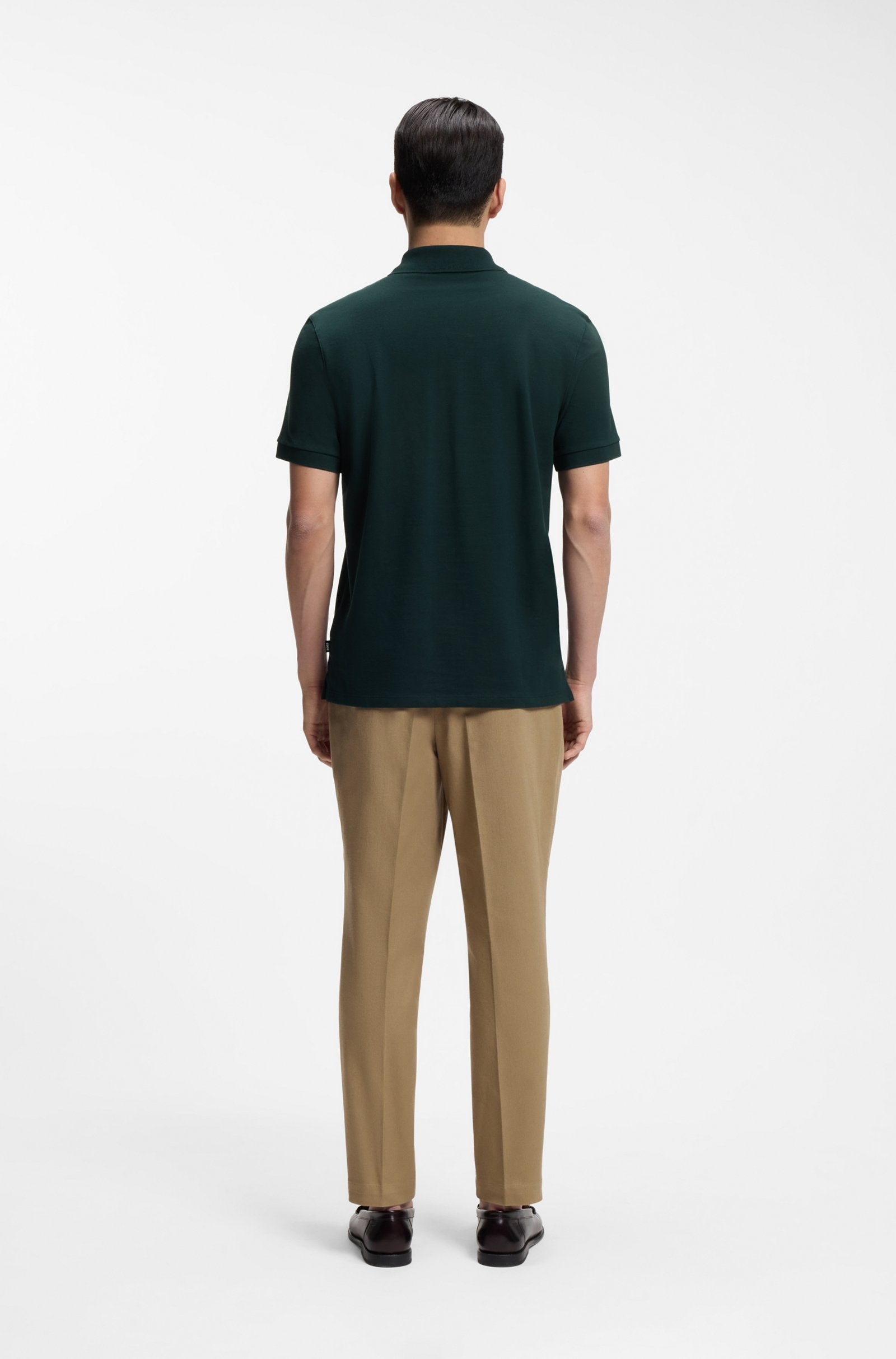 Polo con cuello Boss verde oscuro- regular fit