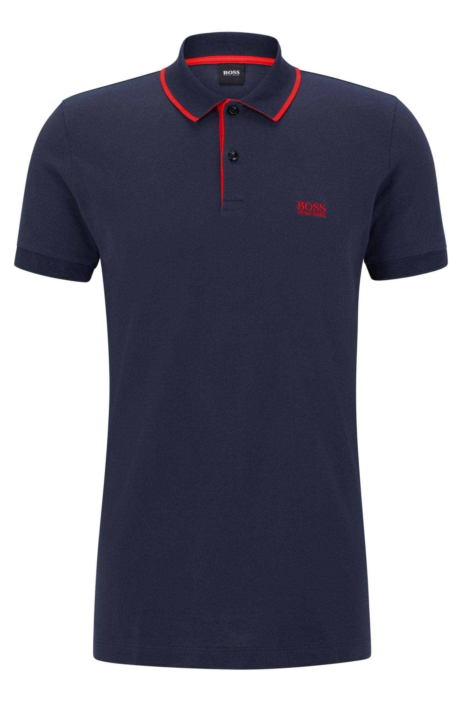 Camiseta con cuello Boss- Logo Bordado