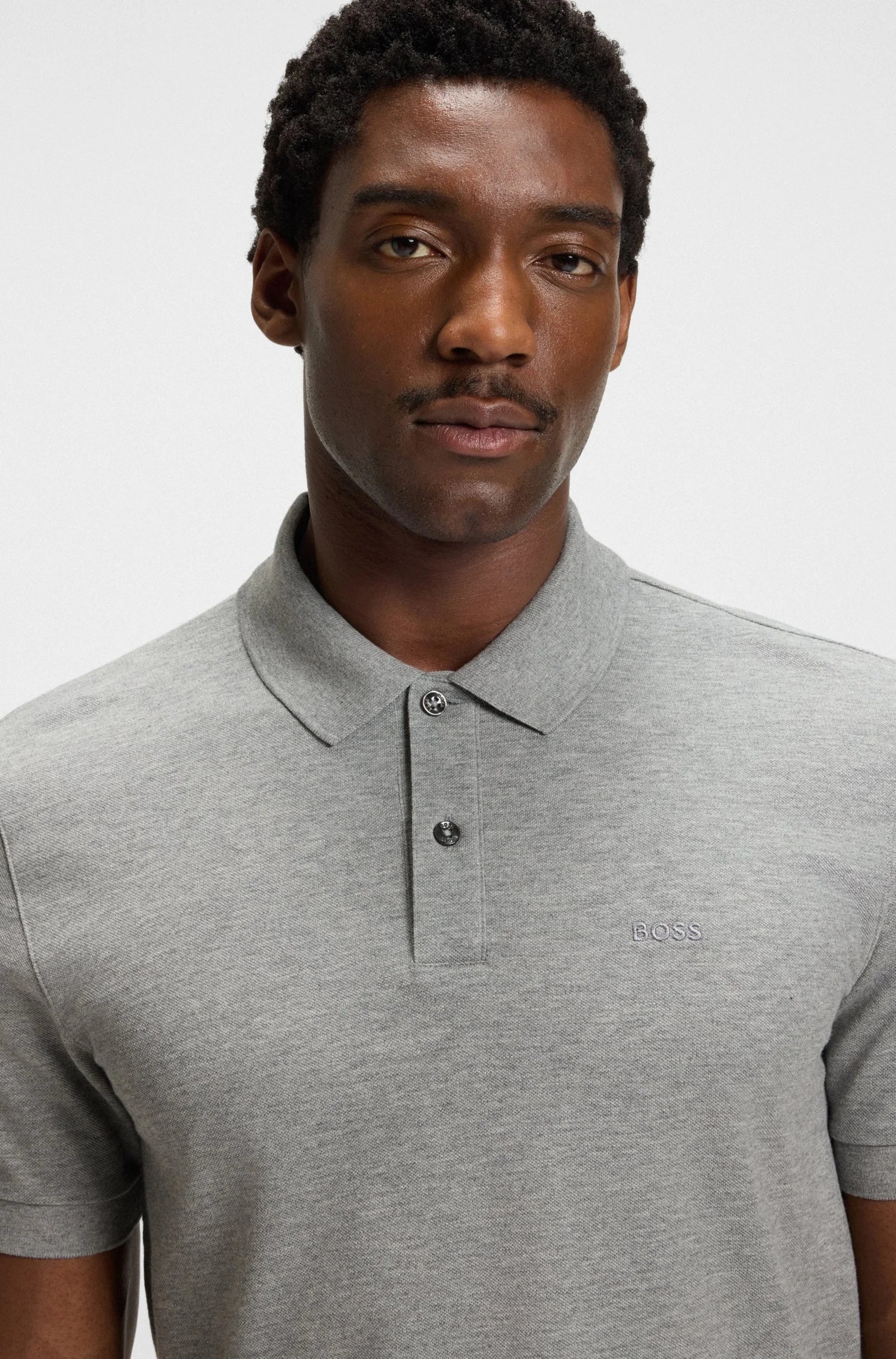Polo camisero Boss algodón pique Gris - Regular fit