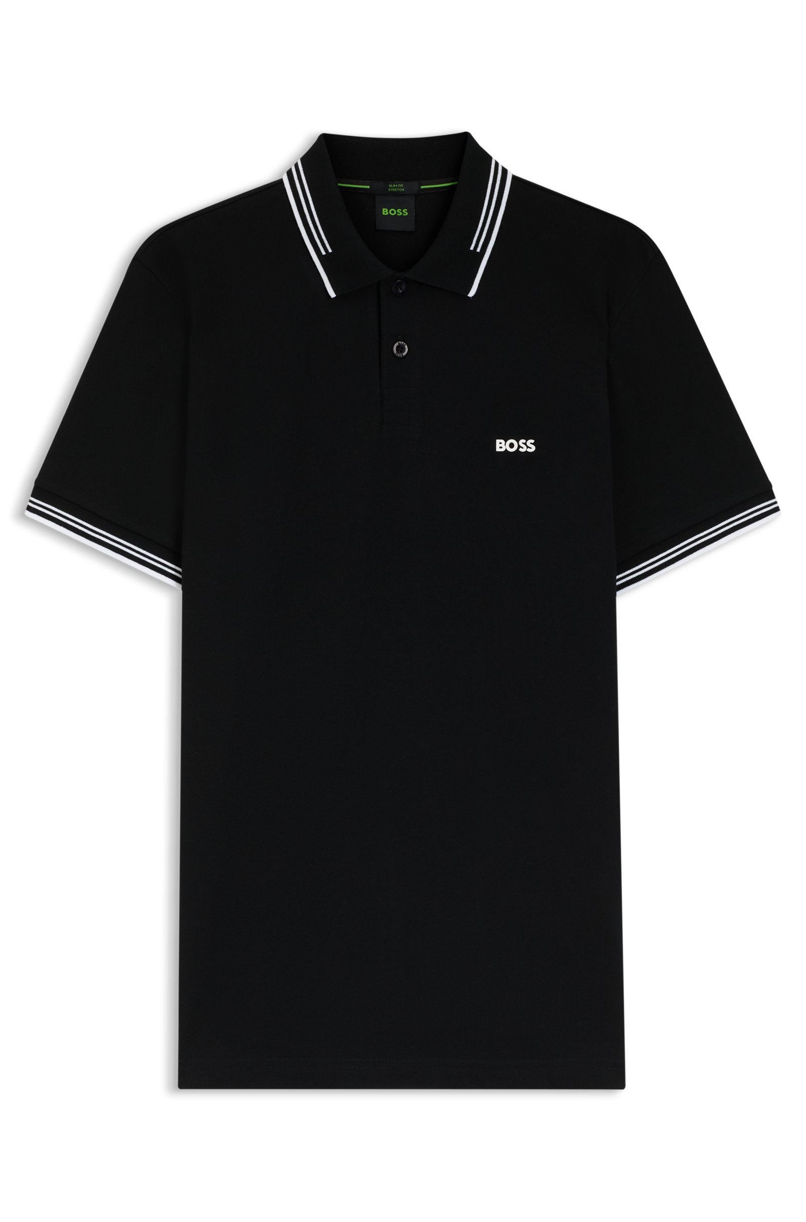 Polo con cuello Boss negro slim fit - stripes