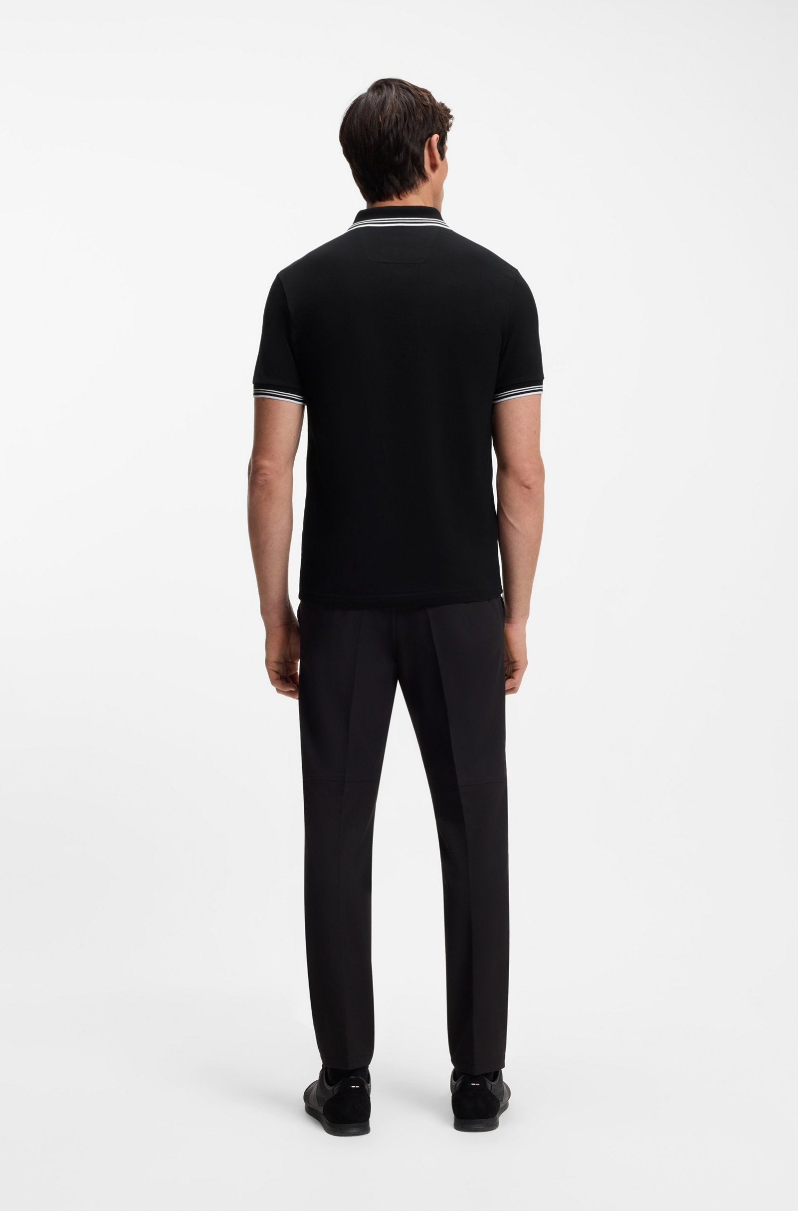 Polo con cuello Boss negro slim fit - stripes