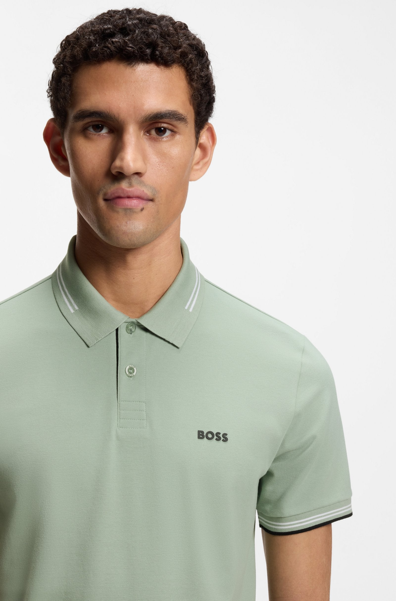 Camisero Boss Verde - Slim fit stretch